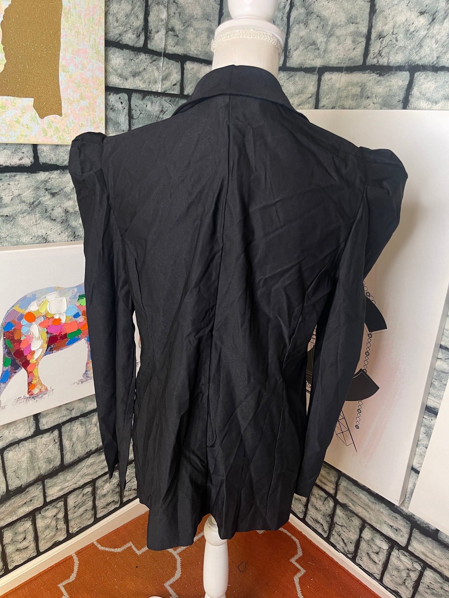 Black Blazer Blouse Women sz XL