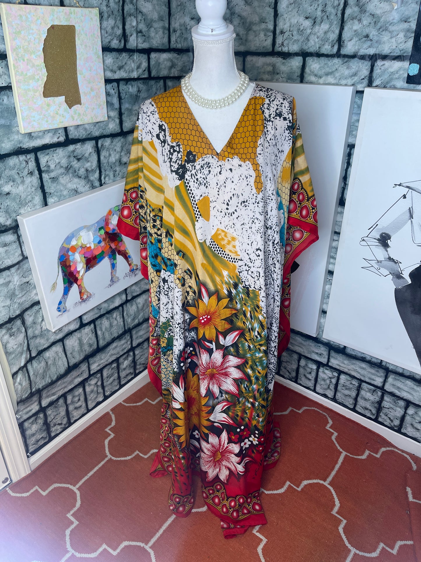 Sante yellow red cover women Sz One Size
