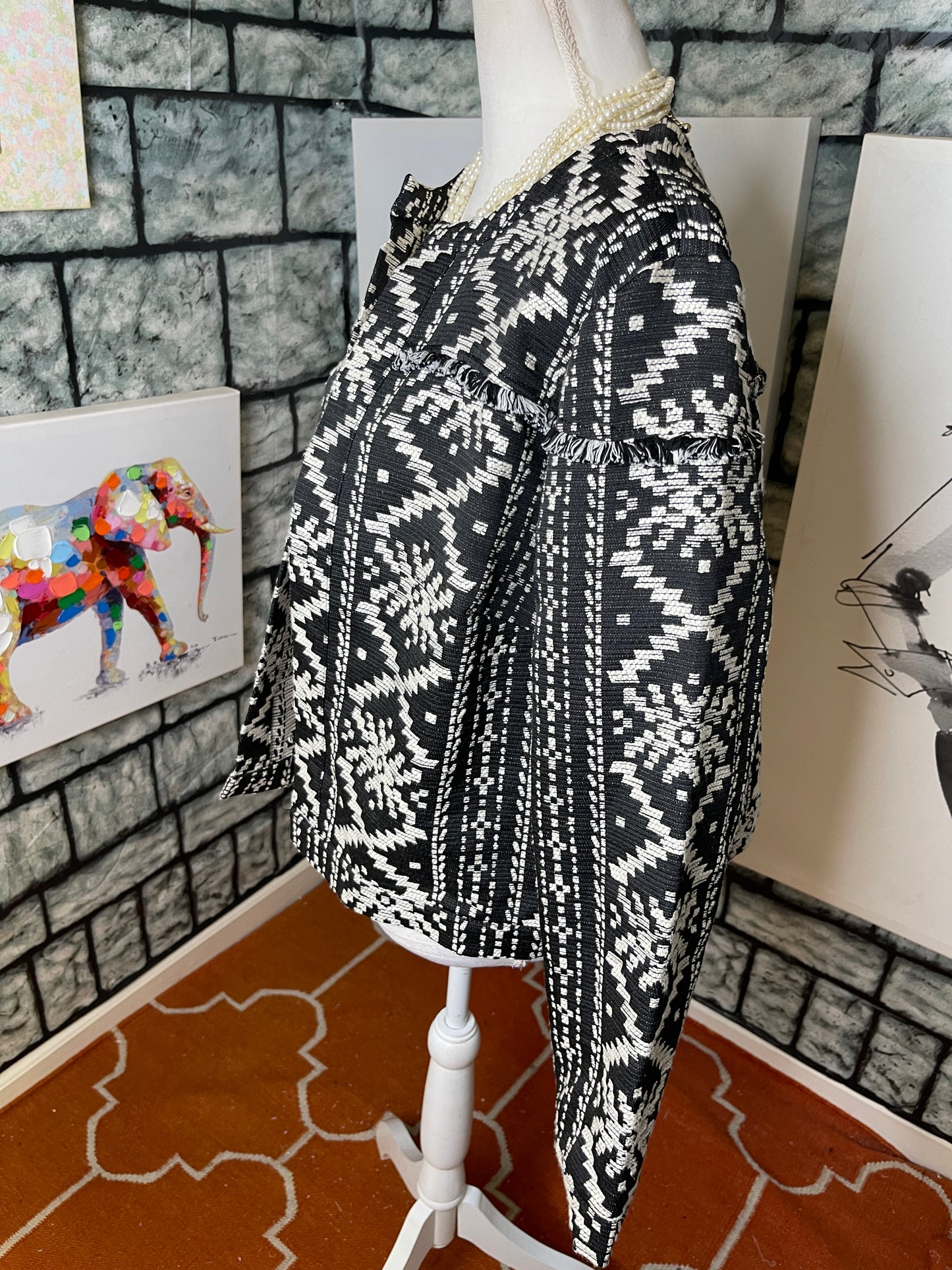 Who What Wear Black and White Jacket Women Sz 1XL