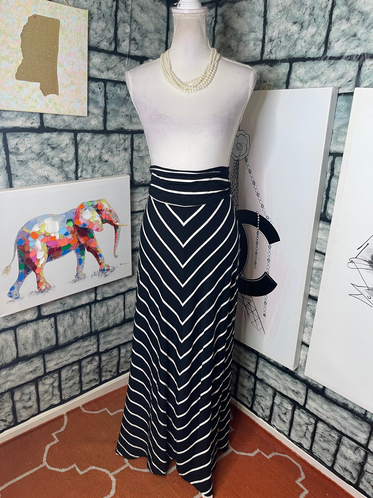 Merona Black white Skirt Women sz Large