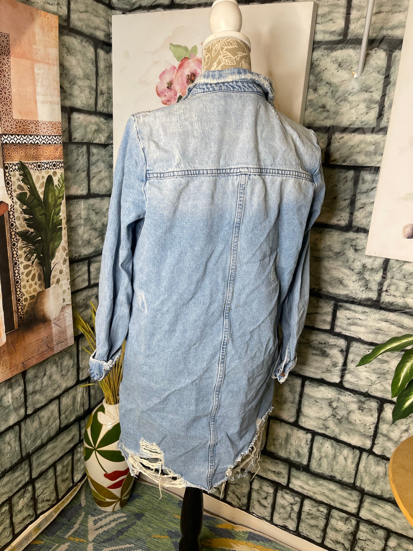 Mustard Seed Blue Denim Dress / Jacket Women sz Small