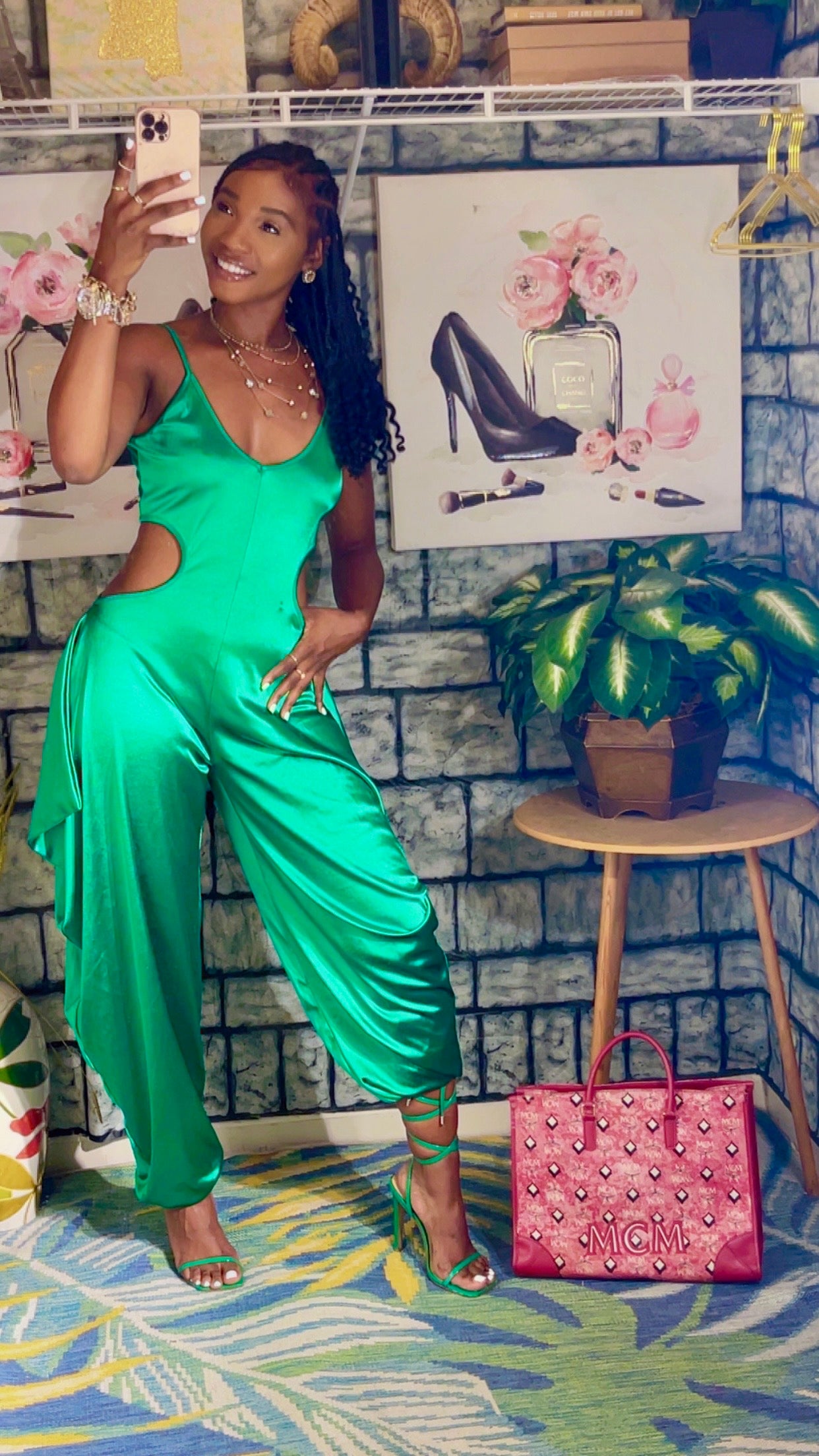Green jumpsuit women sz medium