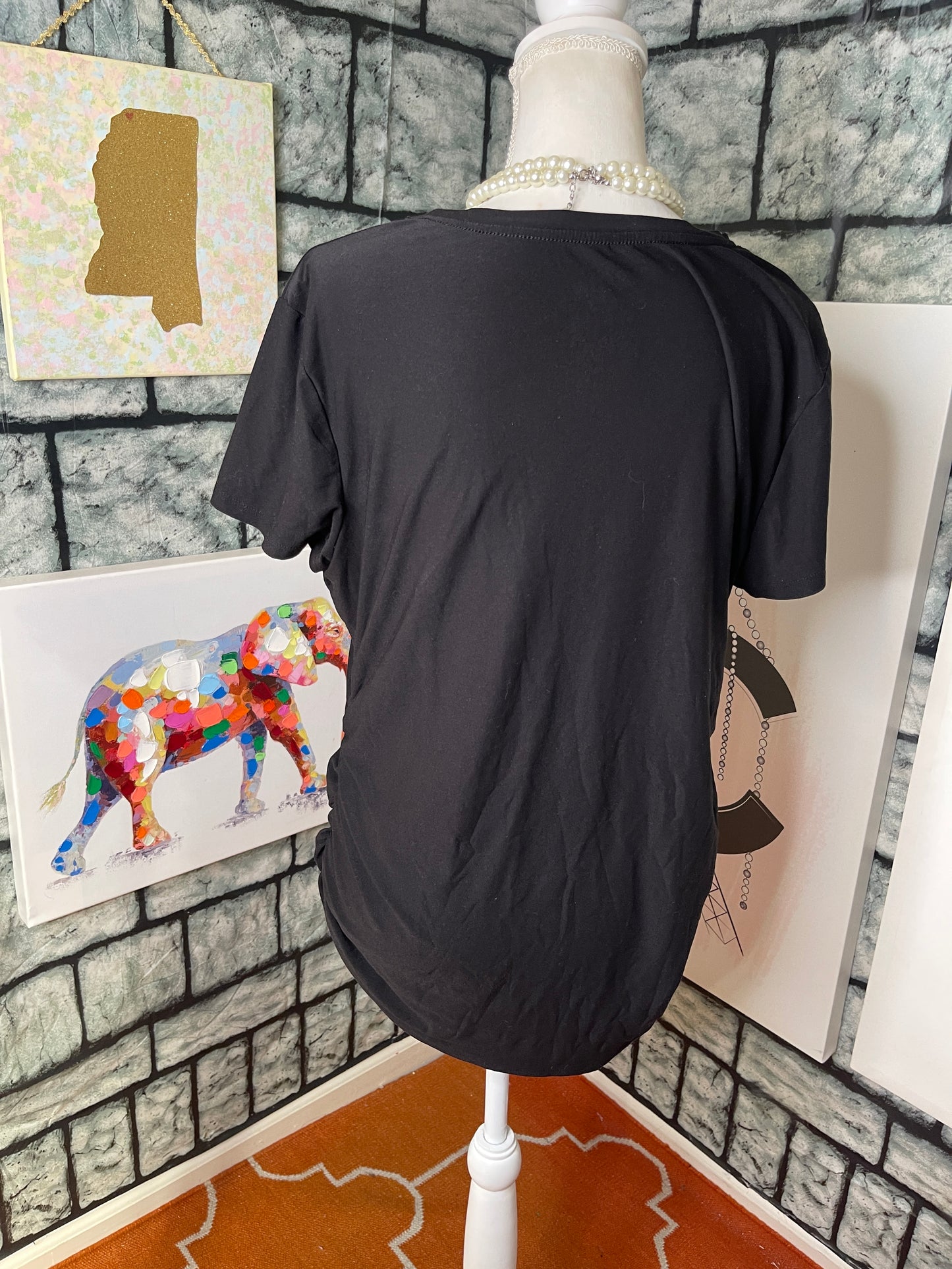 Time & Tru "Mama" Black Shirt Women sz Large