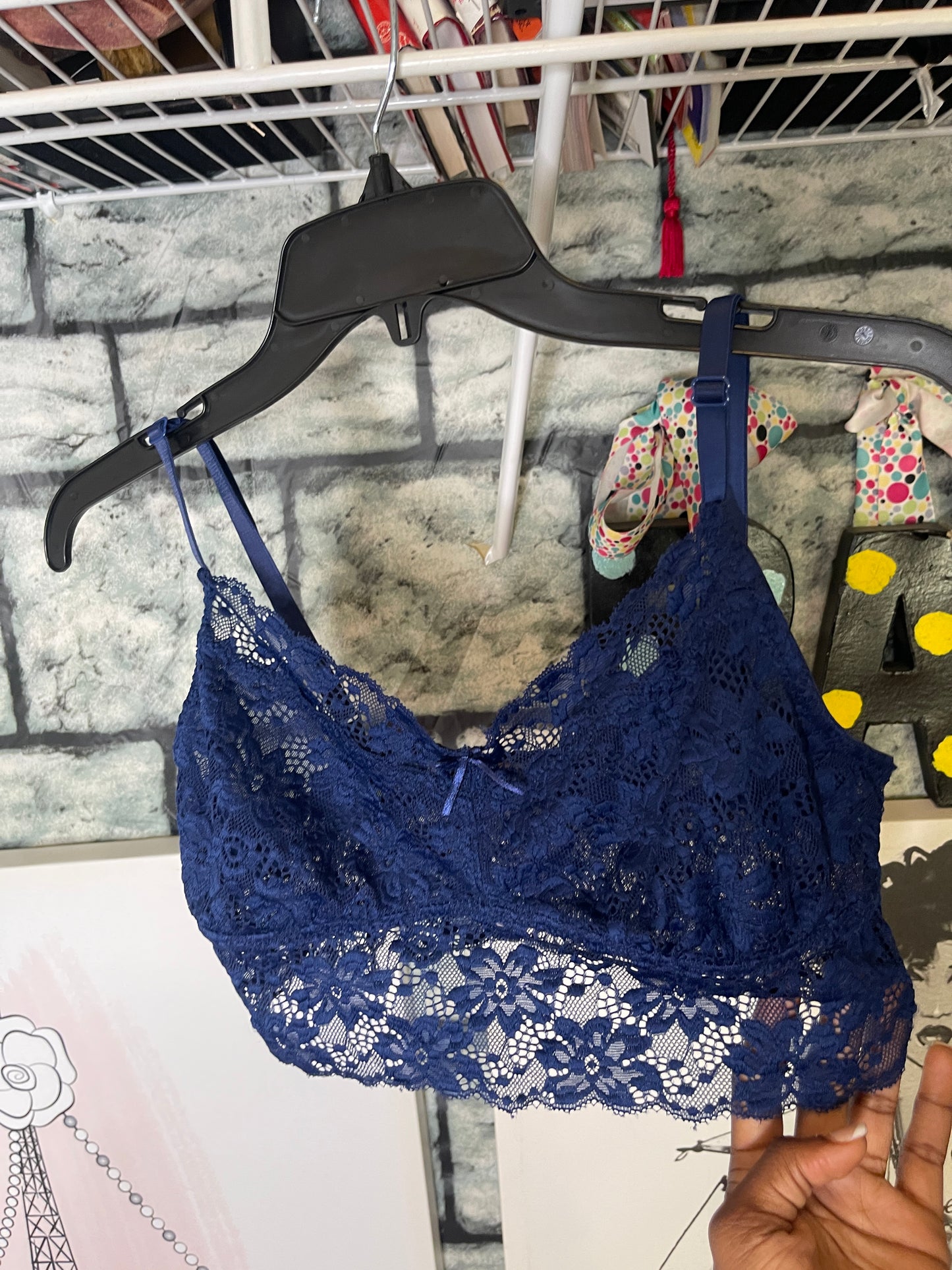 Blue Lace Bralette Women sz Medium