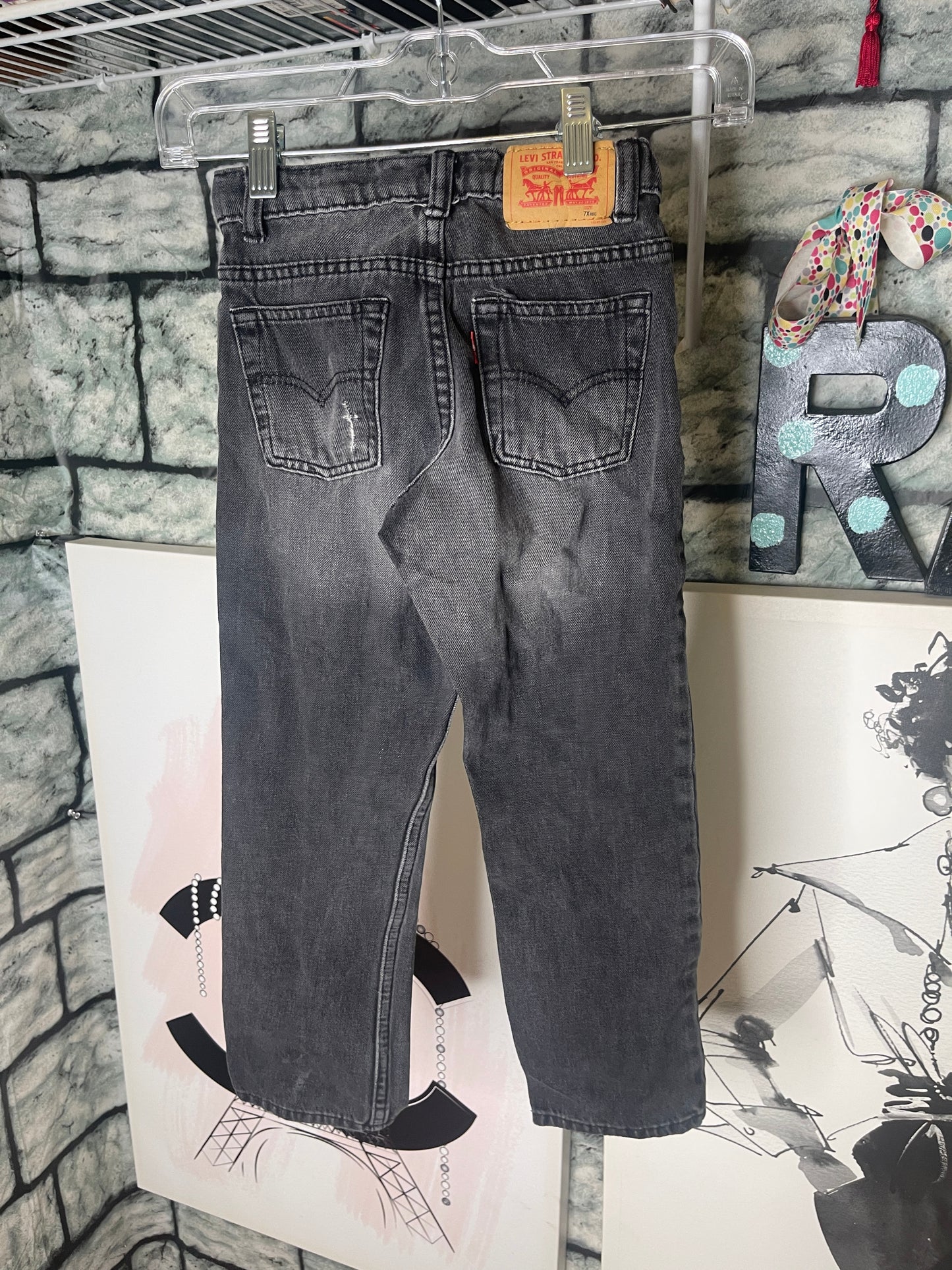 Levi Jeans Black Gray Boys sz 7