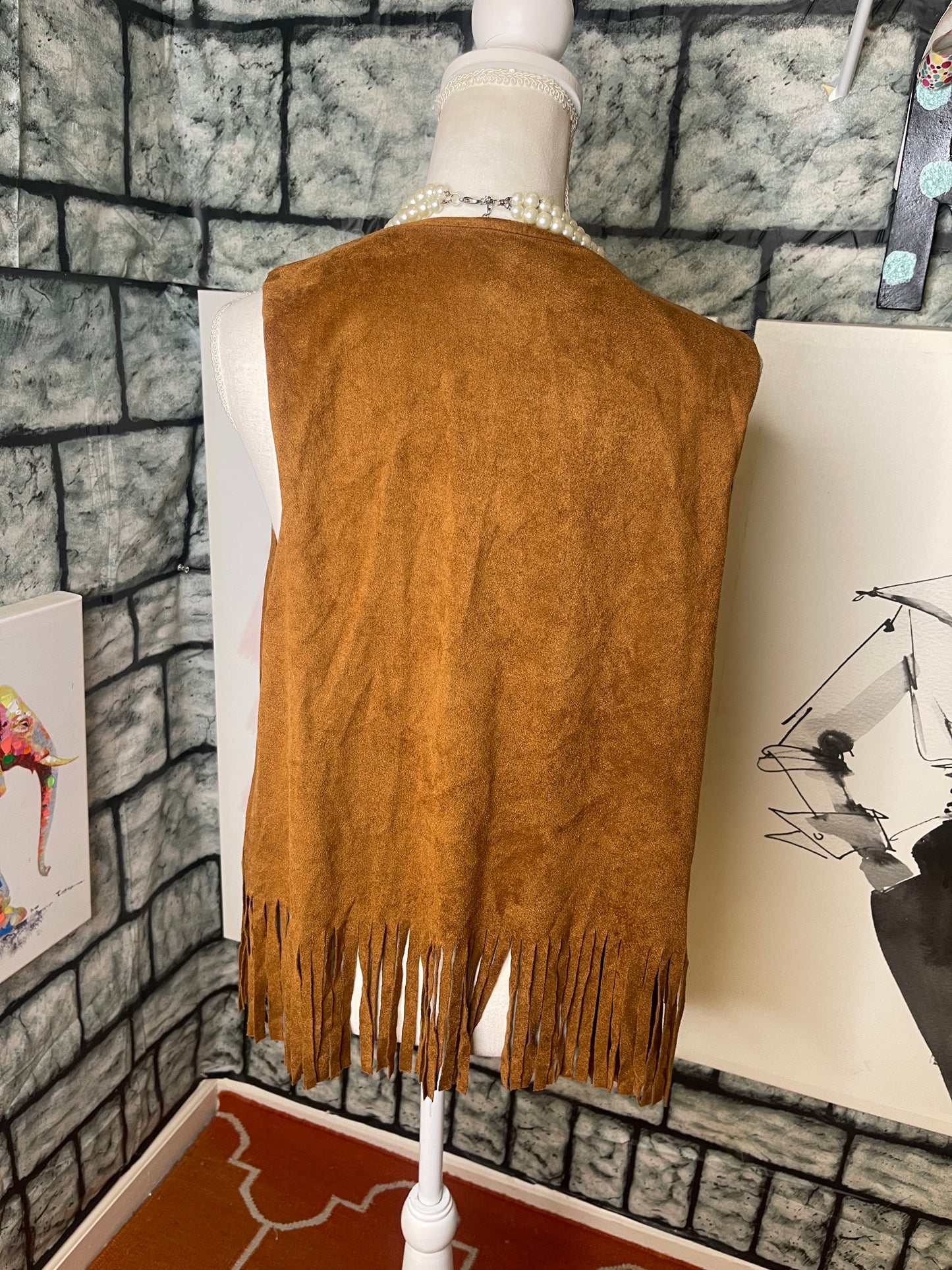 Blu Pepper Brown Vest Fringe Women sz Large