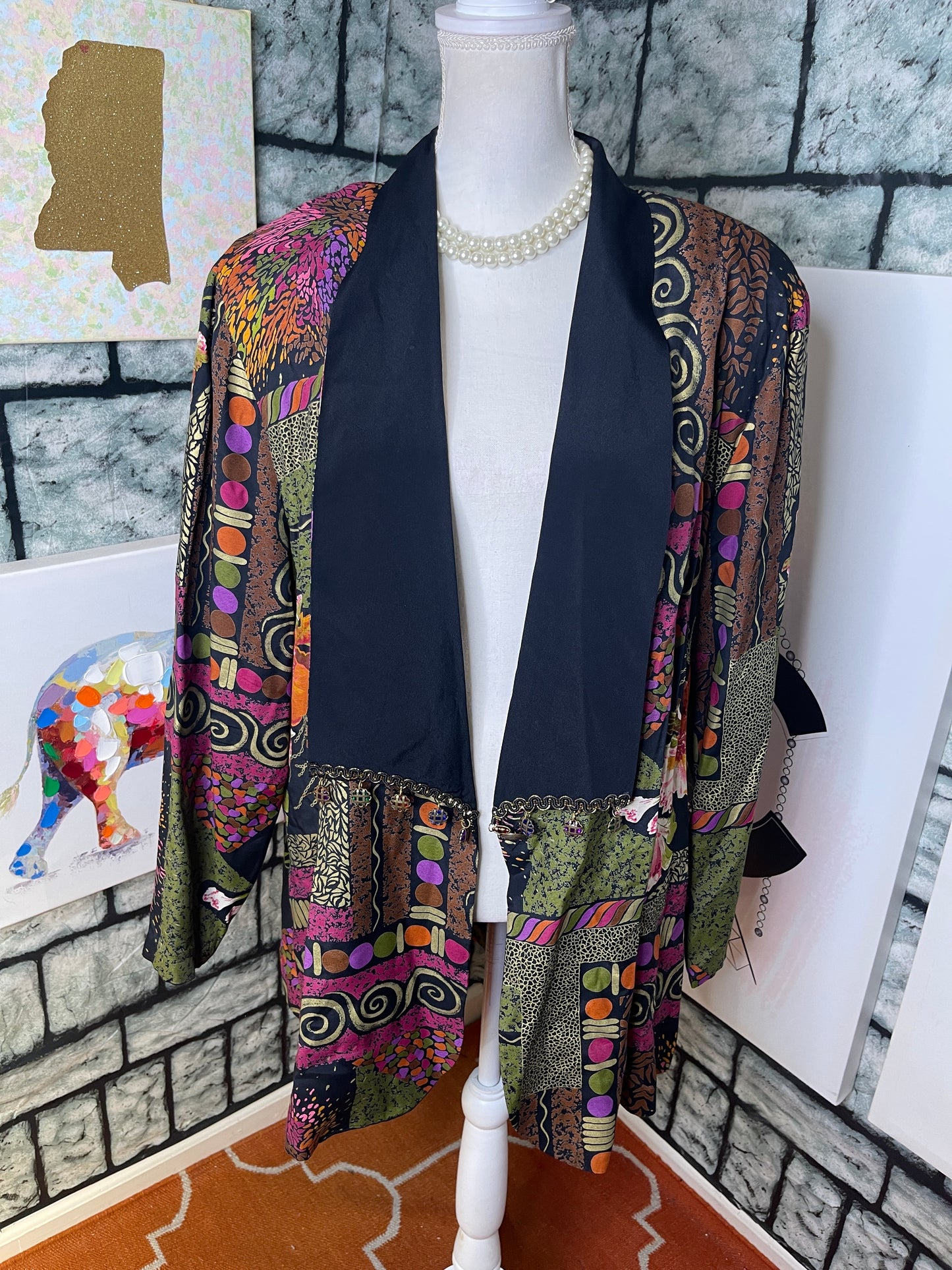 Laura Kieffer Dark Colorful Blazer Cover Women sz 20
