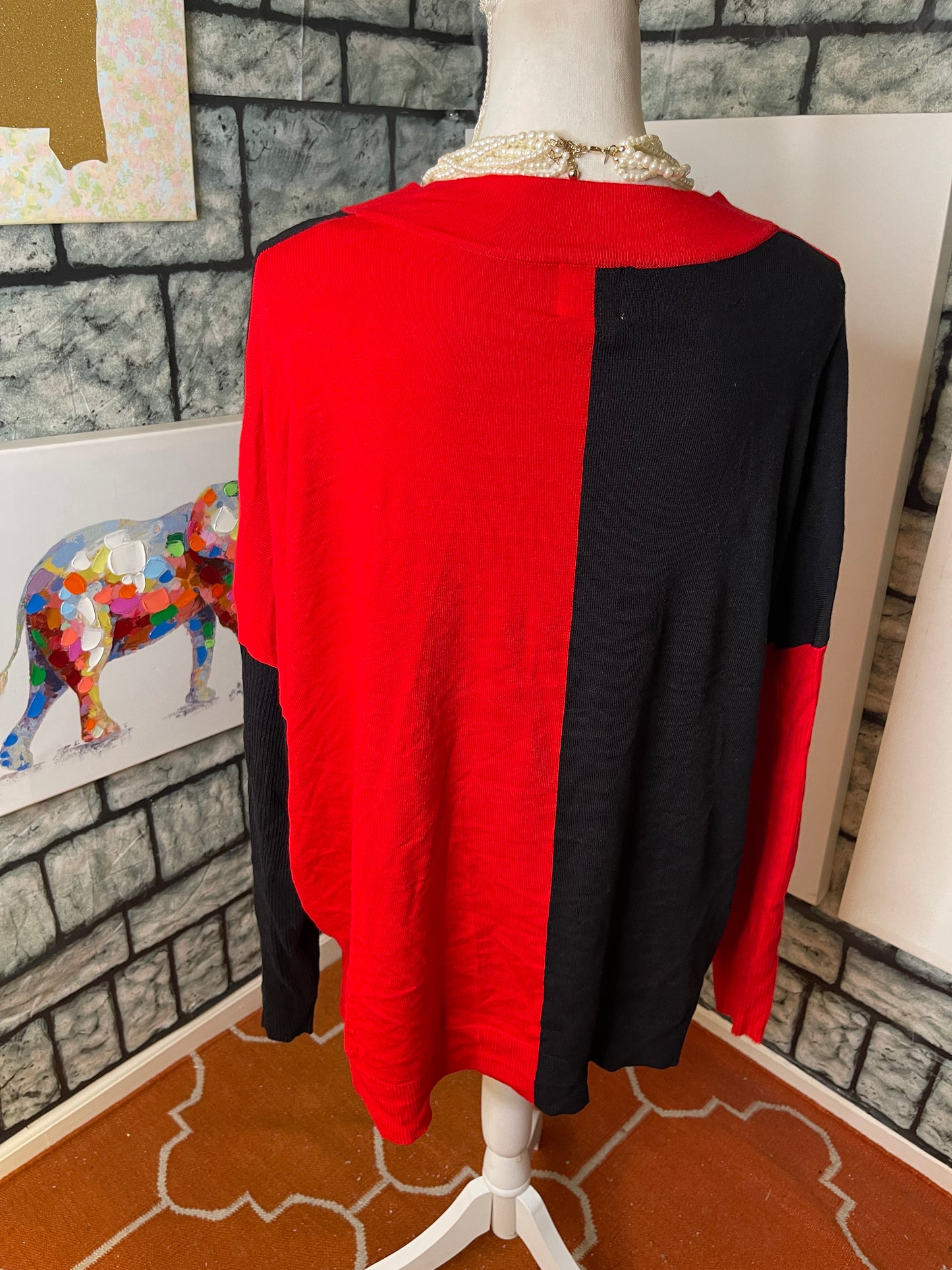 Ruby Rd Red and Black Sweater Women Sz 1XL