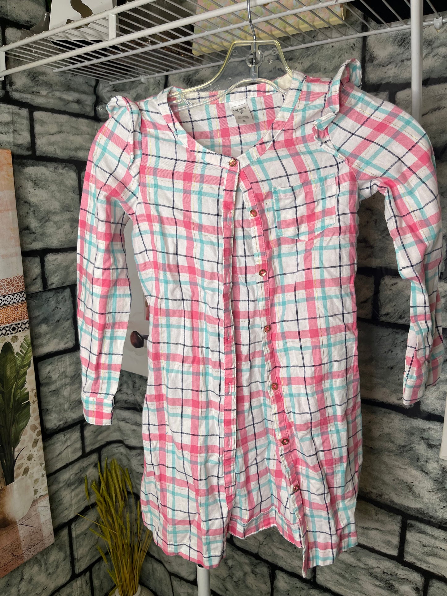 Carter's Blue Pink White Dress Girls sz 7