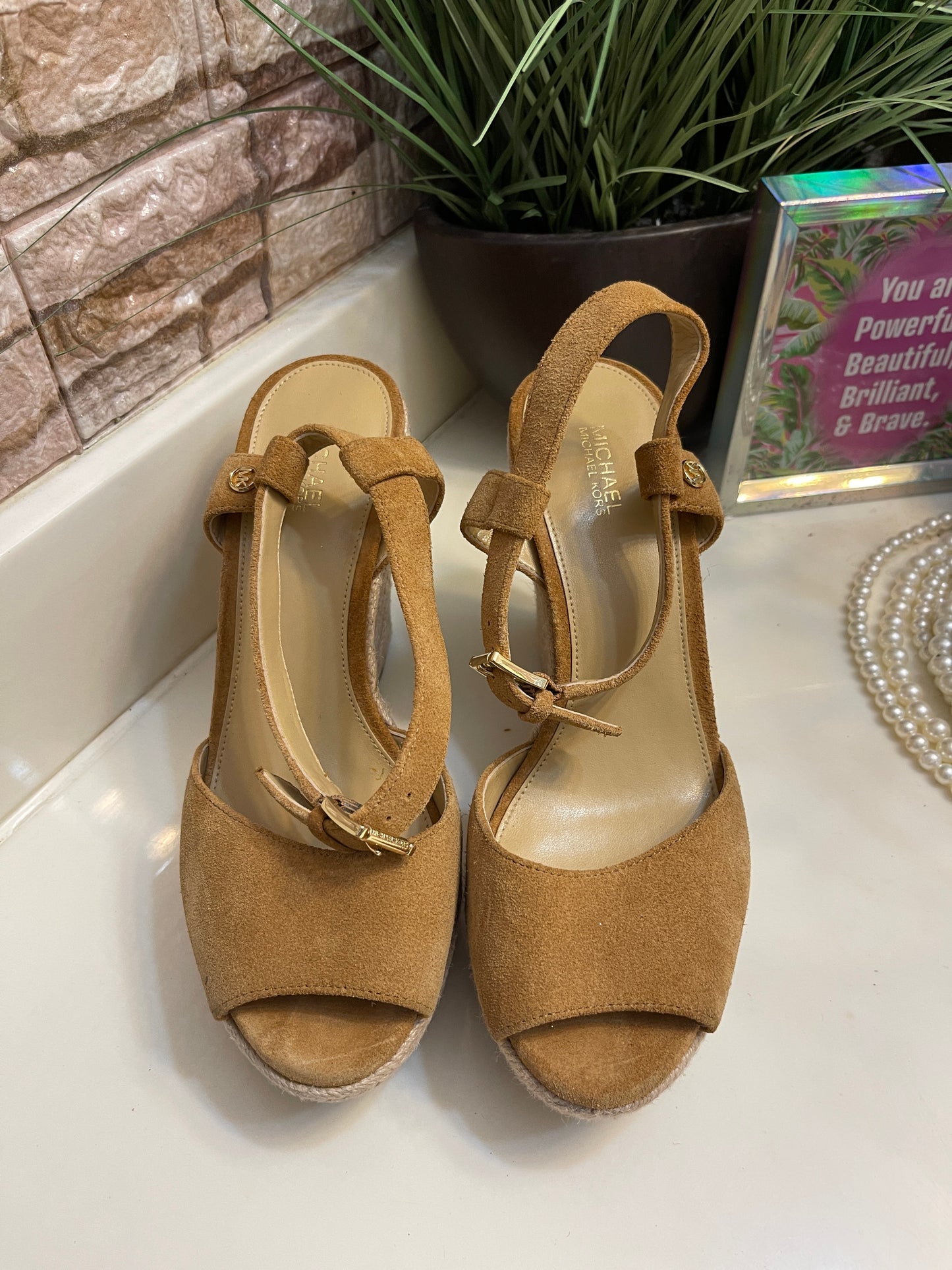 Michael Kors Tan Wedges Women sz 8