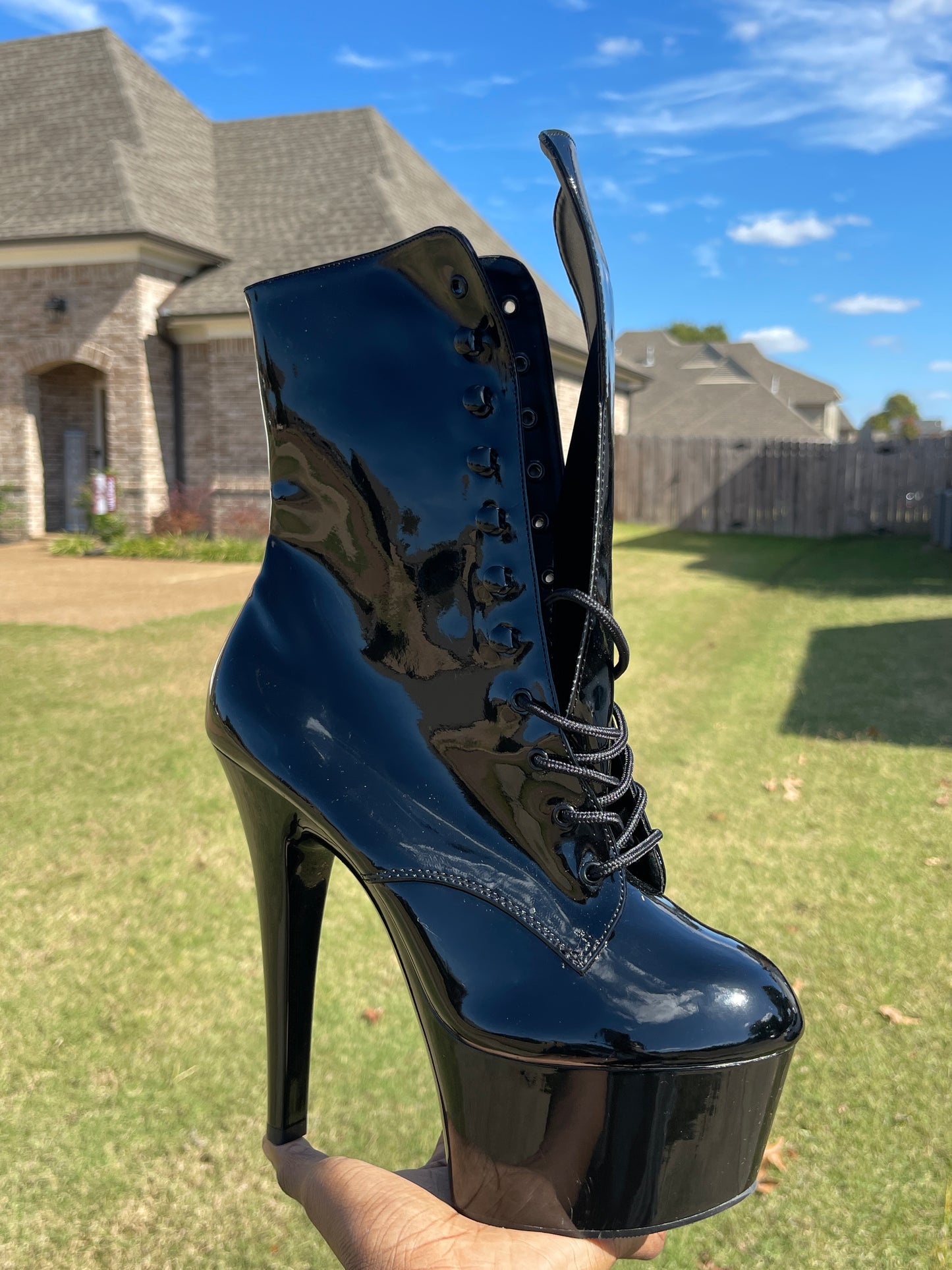 Pleaser Black Tall Platform Heels Women sz 10