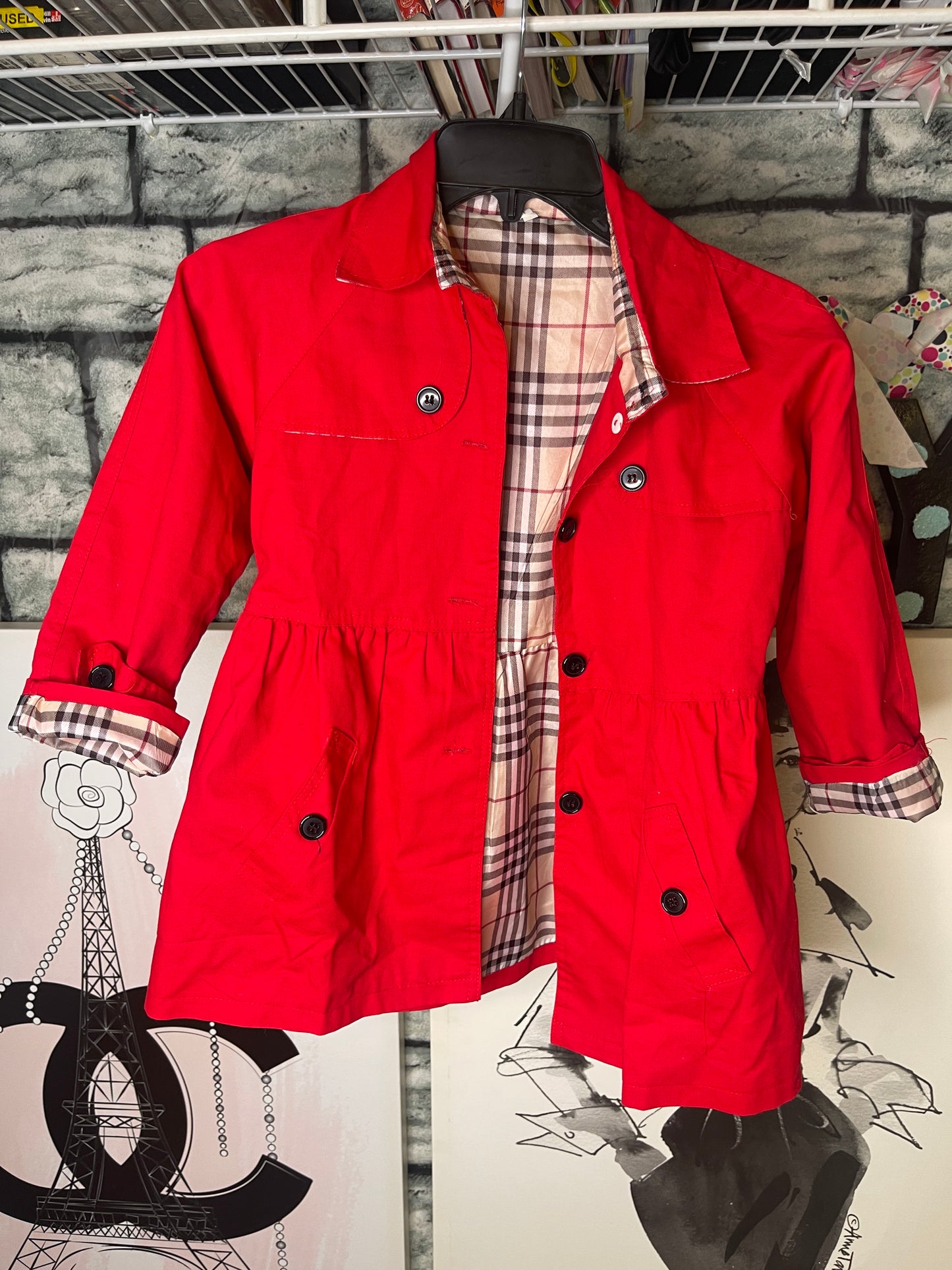 Red tan jacket girls sz 7/8