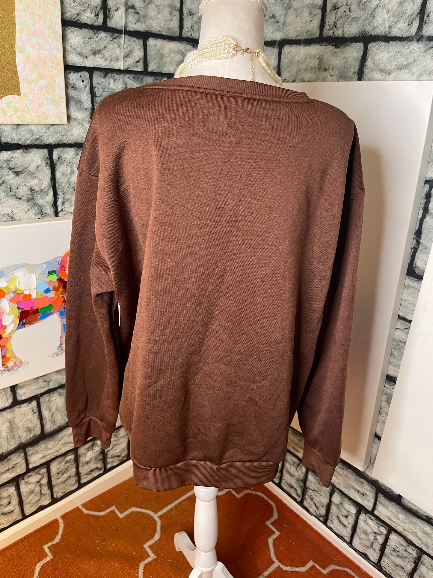 Shein "fall" Crewneck Brown Women sz 1XL