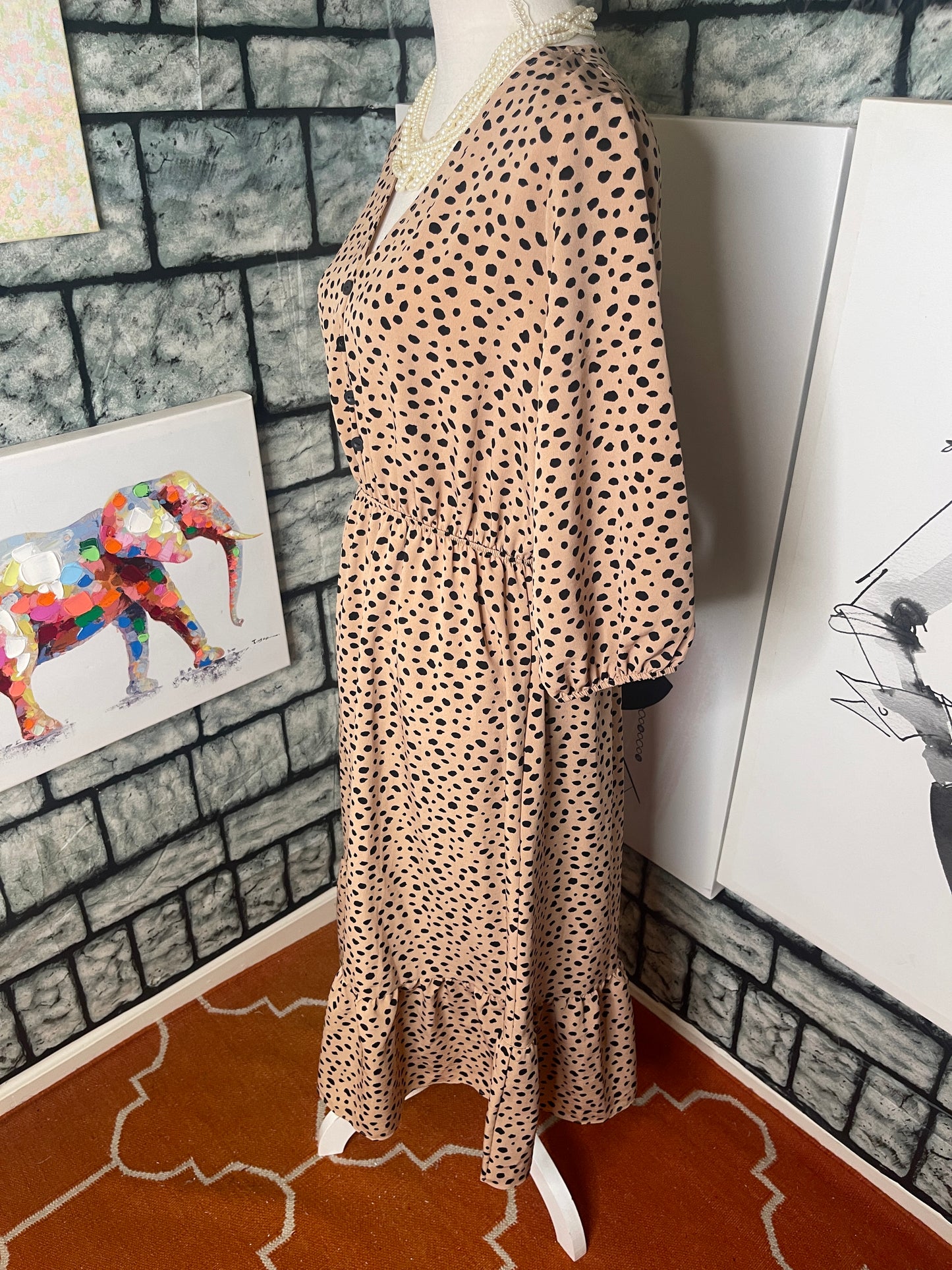 MTS Brown Animal Print Dress Women sz Large
