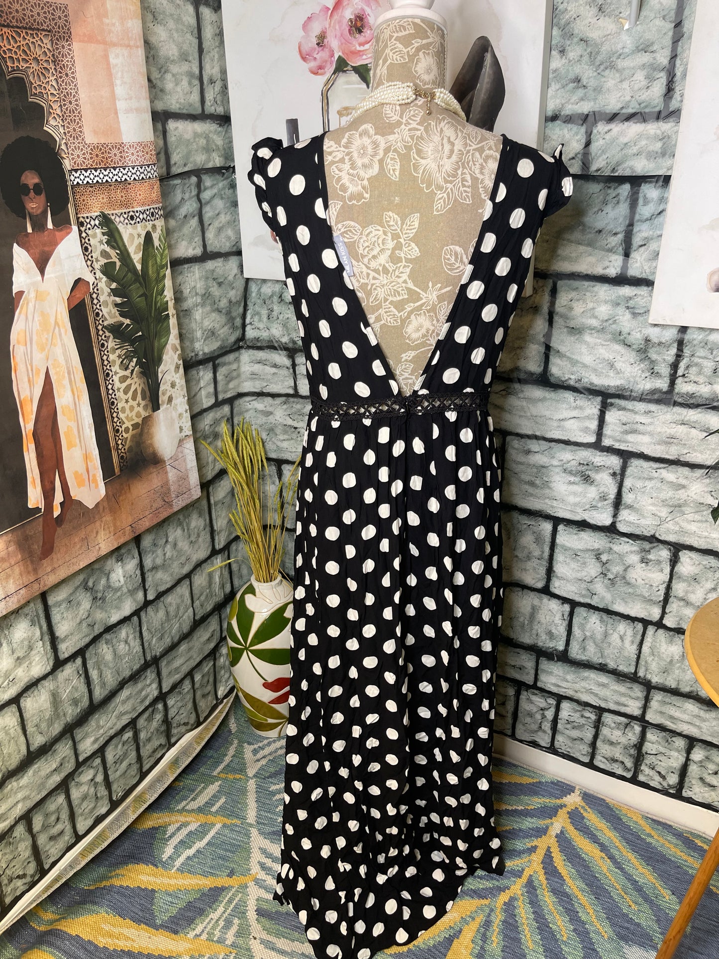 Milan Kiss Black White Dress Women sz XL