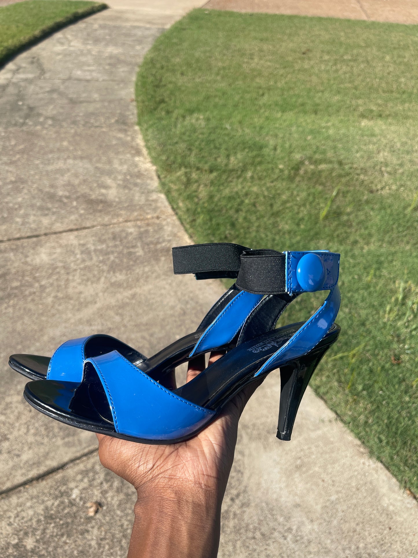 Coach Blue Black Heels Women sz 8