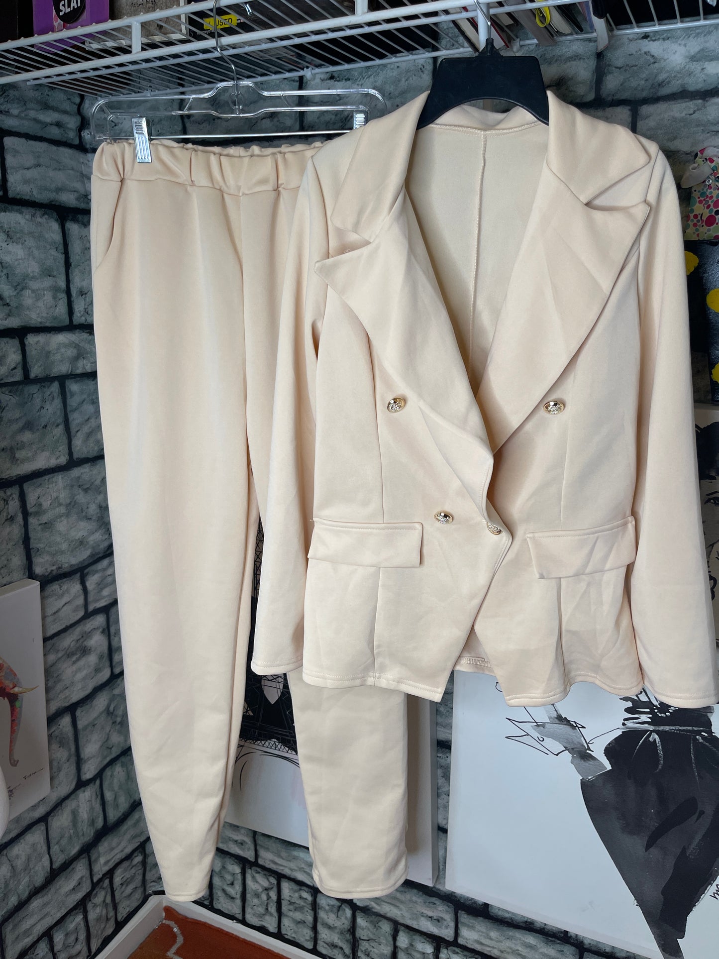 Beige 2 Piece pants set Women Sz Medium