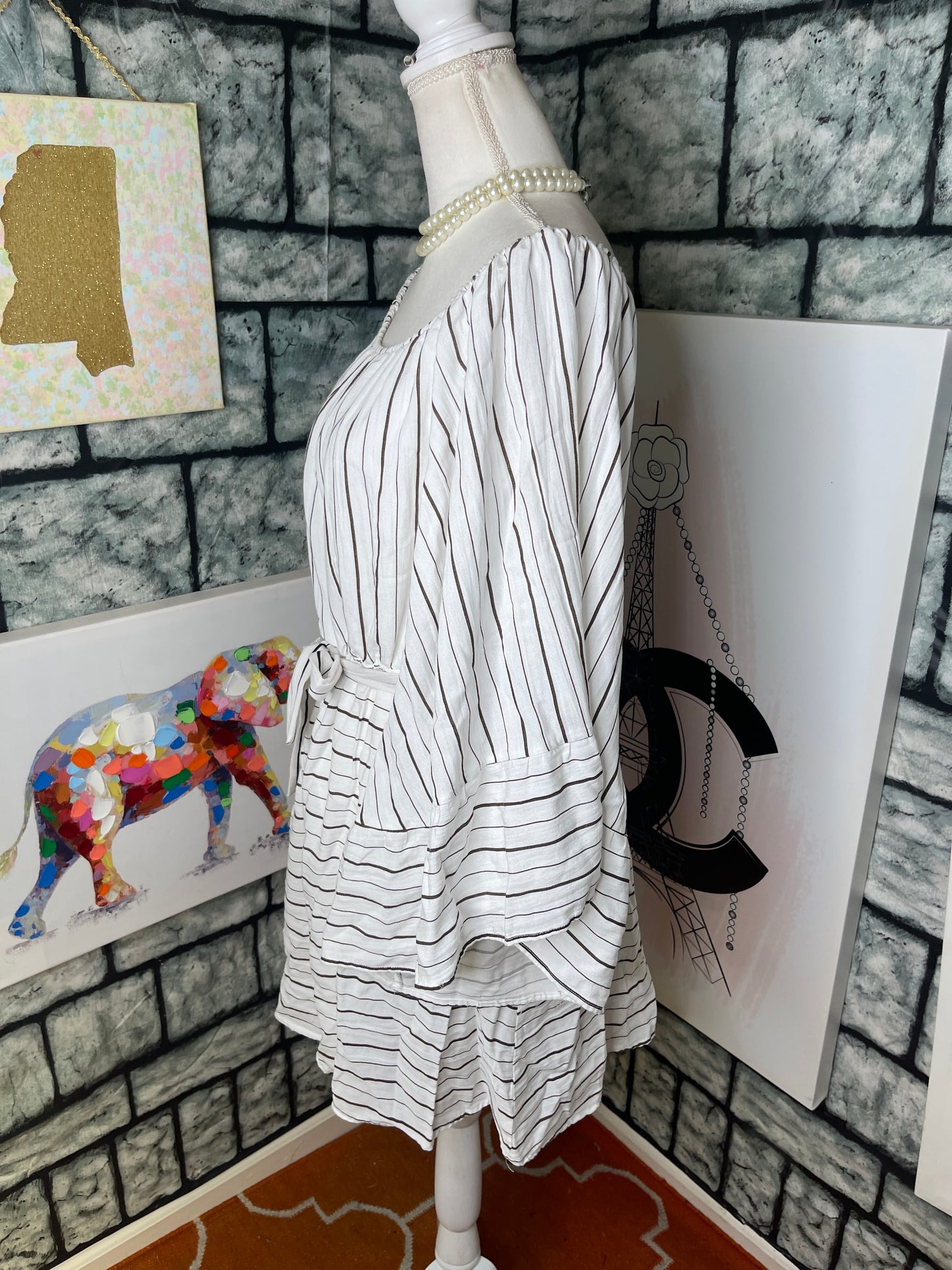 Love first sight white brown dress women sz xl