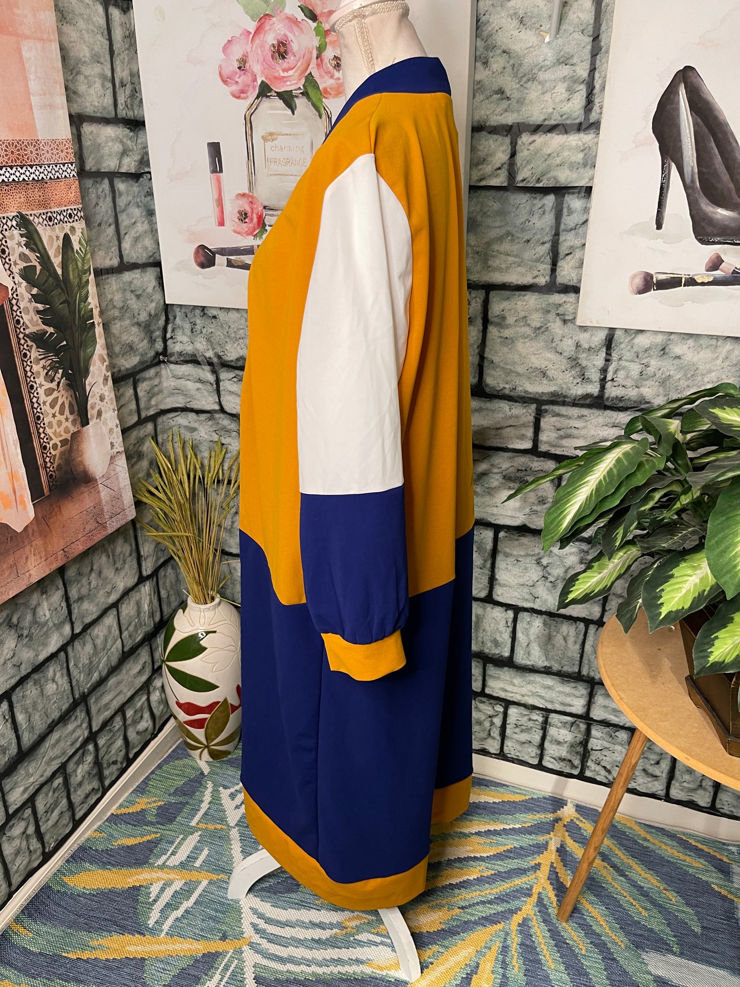Yellow Blue Cover Duster Women sz 3XL