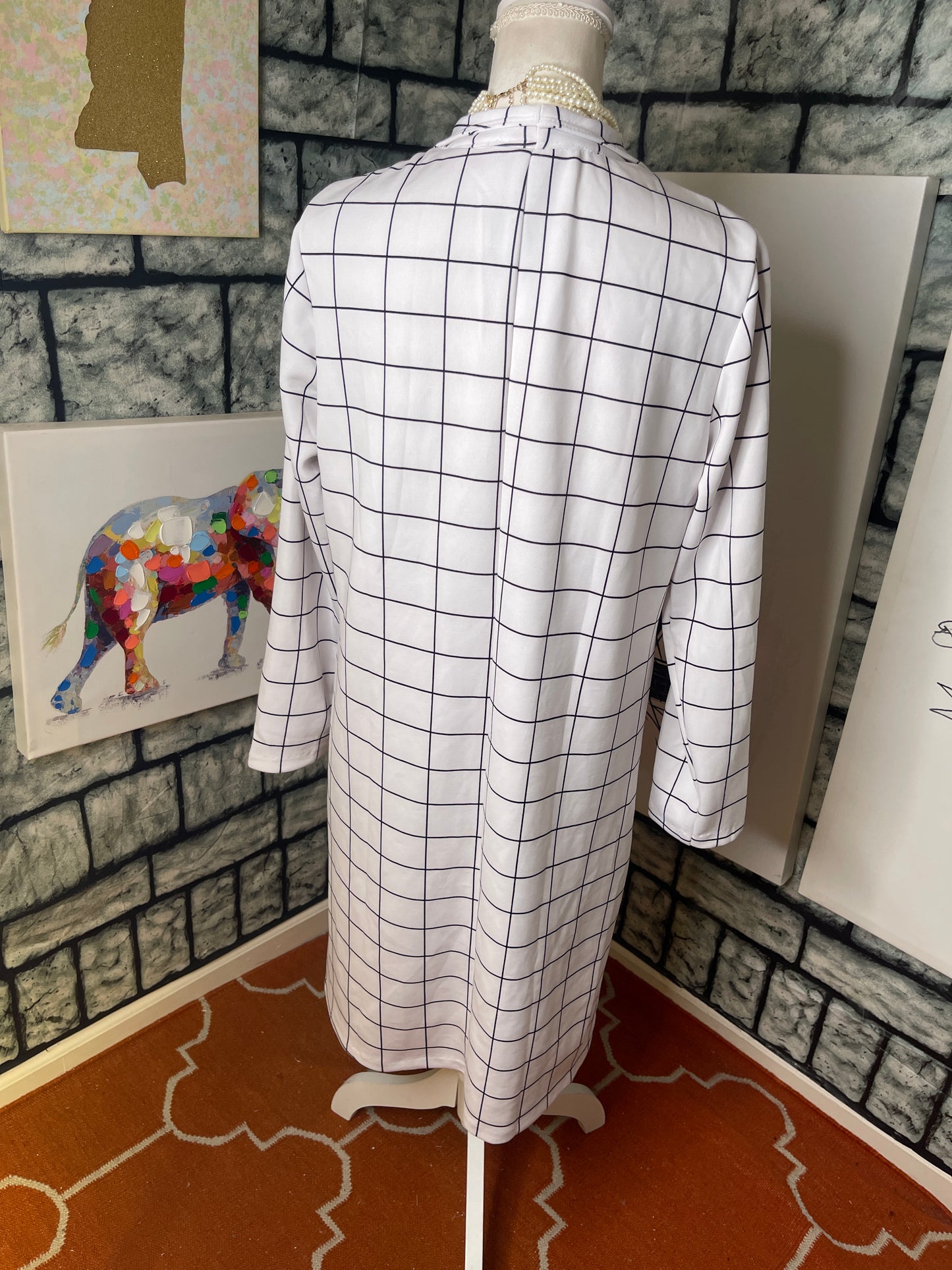 NEW Ashley Stewart White and Black Coverup Jacket Women Sz 10/12