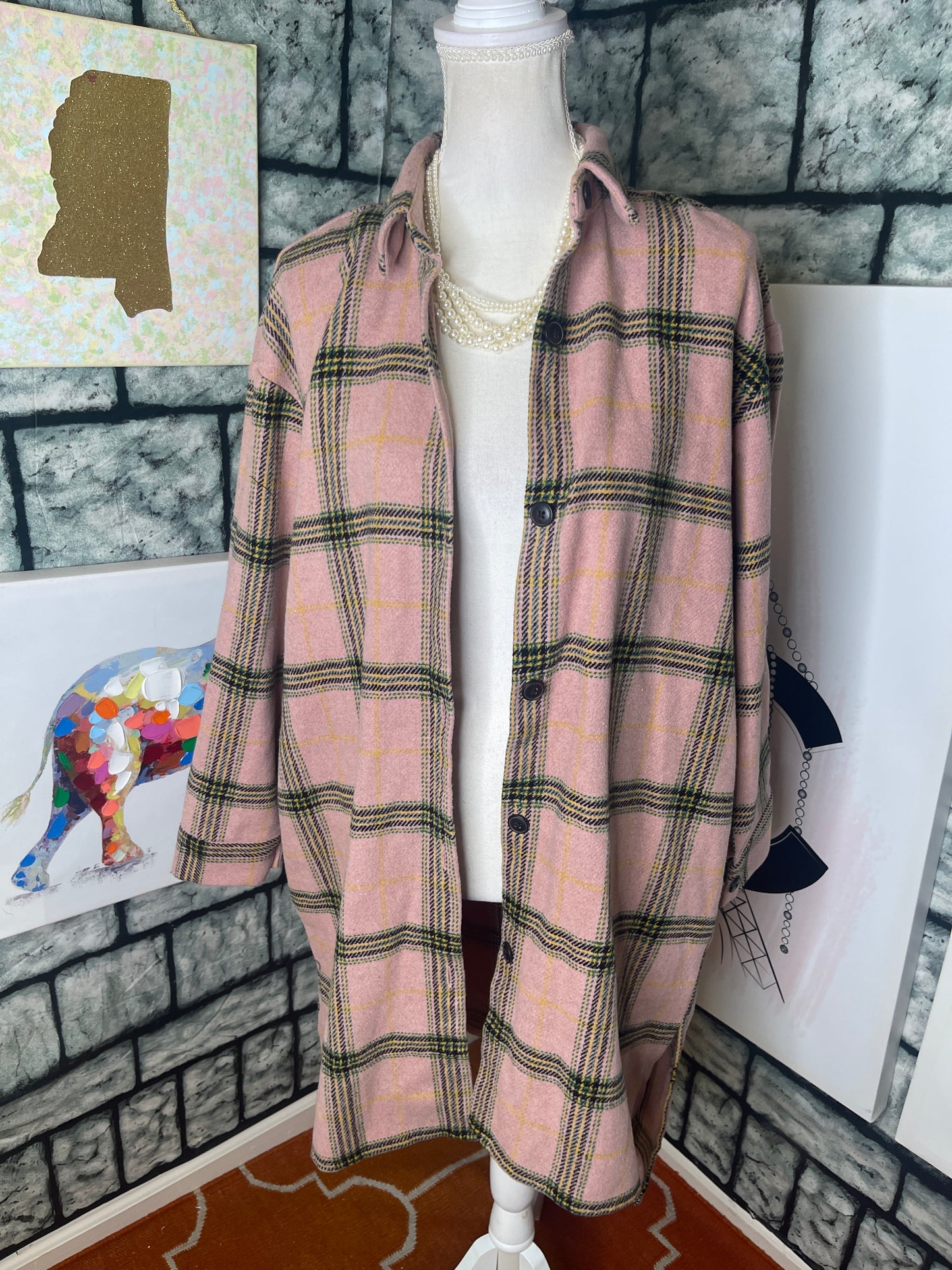 Wild Fable Pink Green Jacket Dress Women sz Medium
