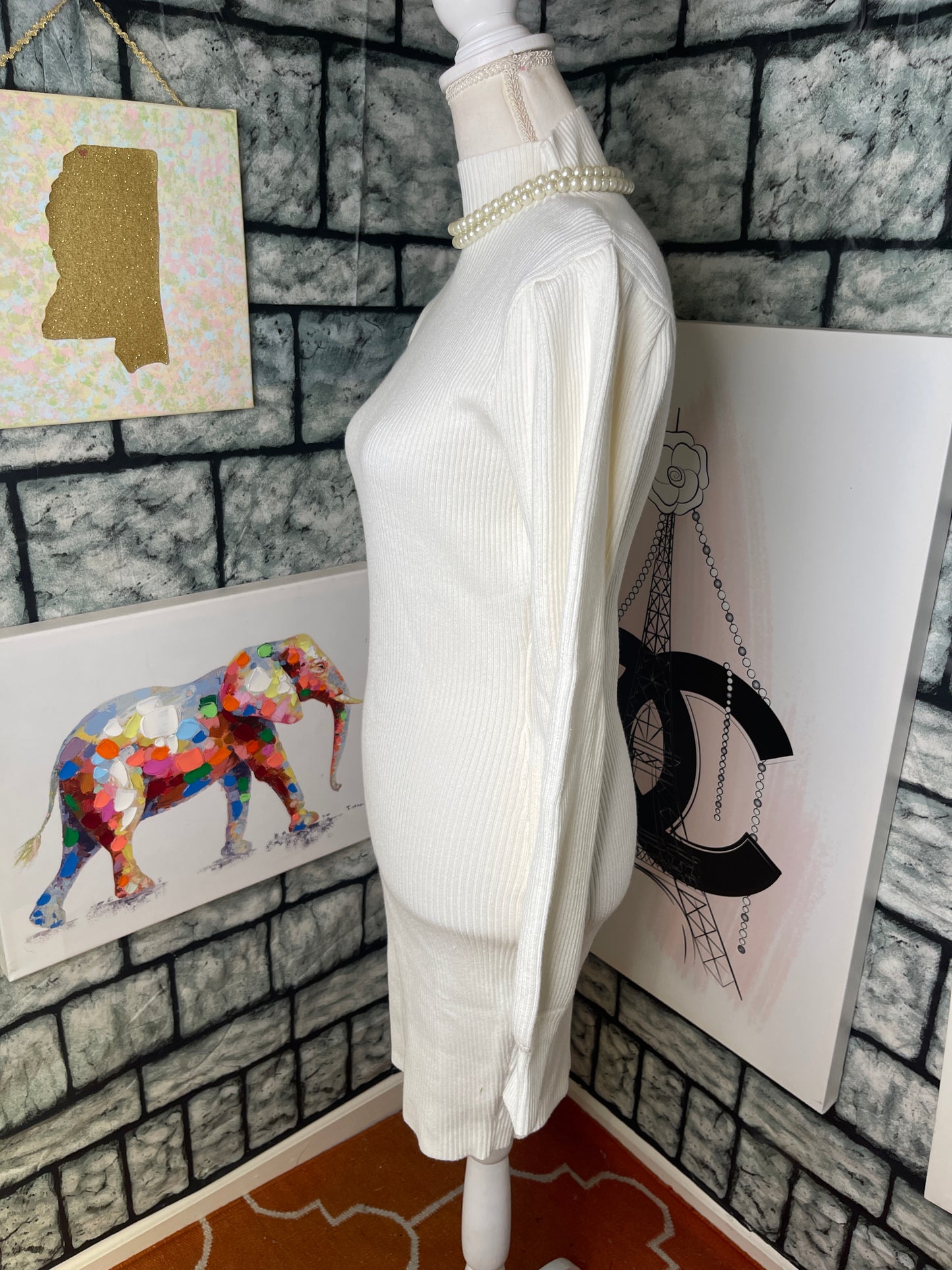 Off white sweater dress women sz medium