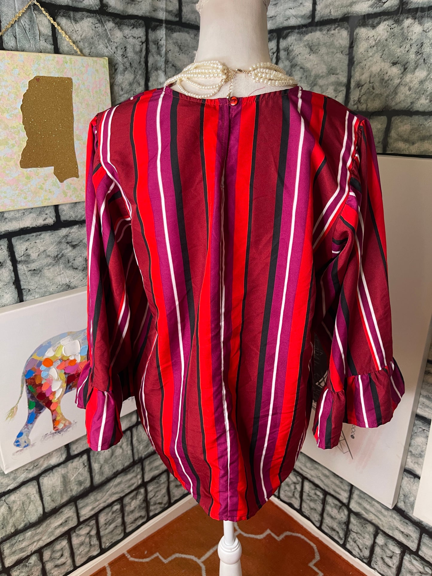 Ashley Stewart Red Purple Blouse Women sz 12