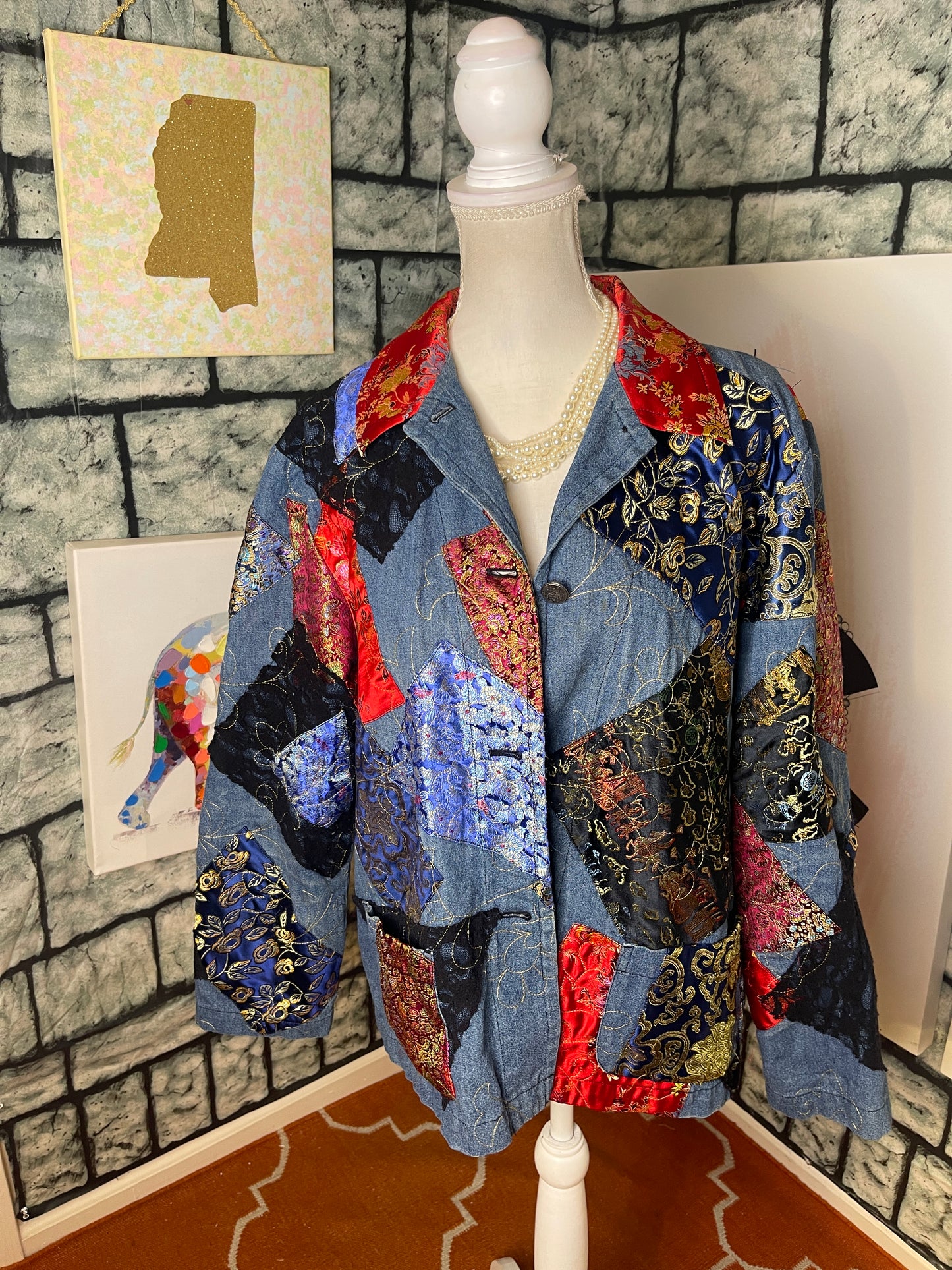 Chico's Denim Red Jacket Women sz XL