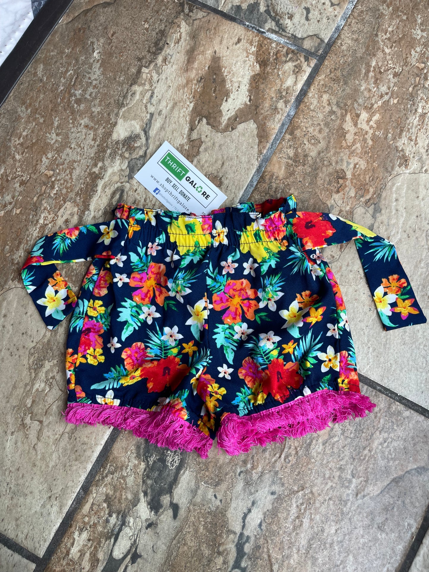 Wonder Nation Blue Floral Shorts Girls sz 2T