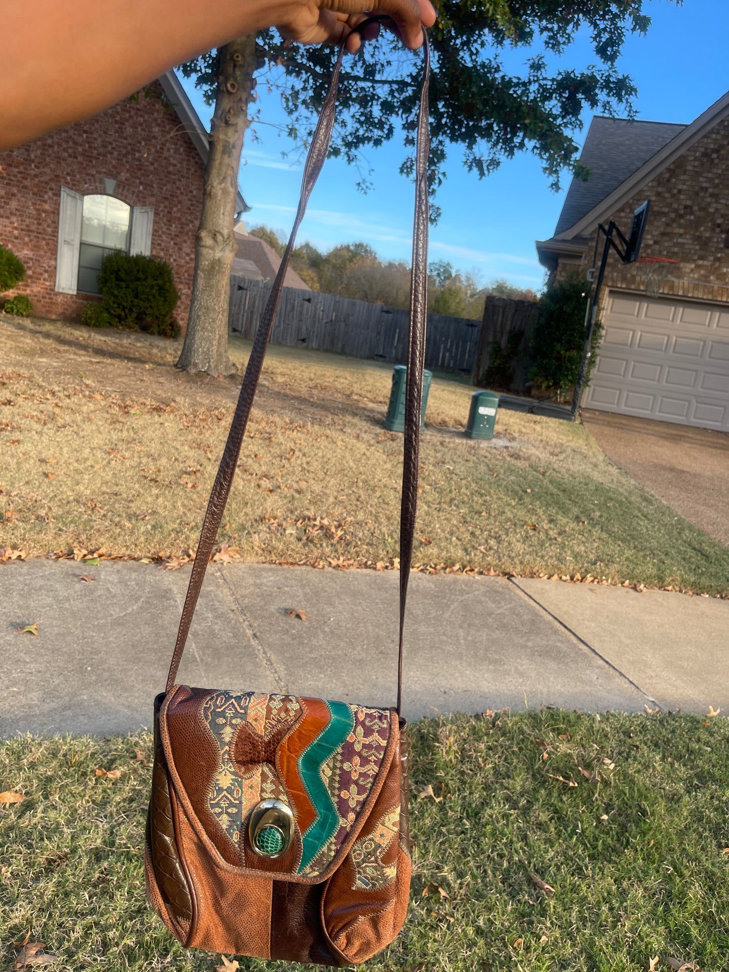 Brown orange handbag crossbody