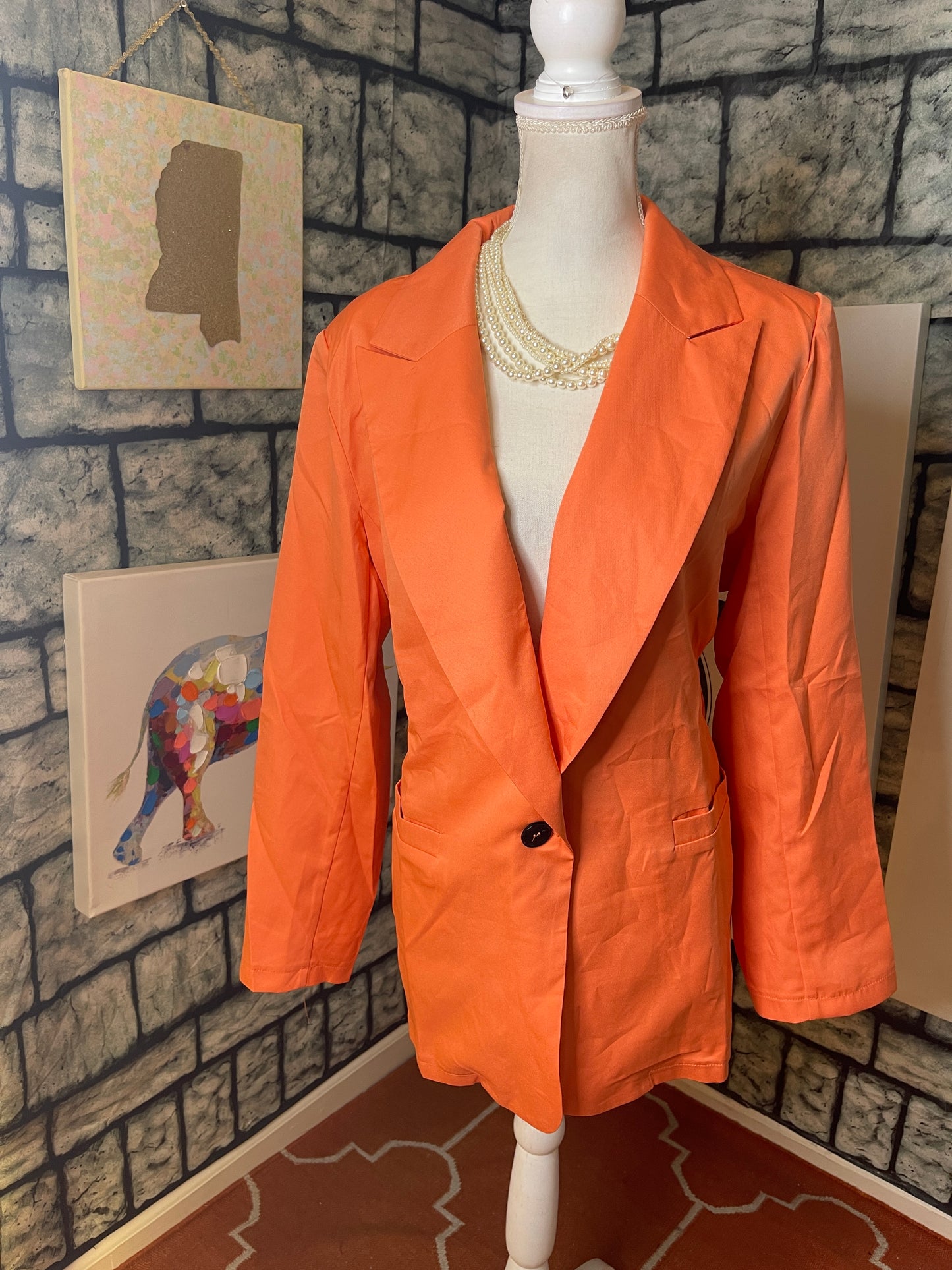 Orange Blazer Blouse Women sz 2XL