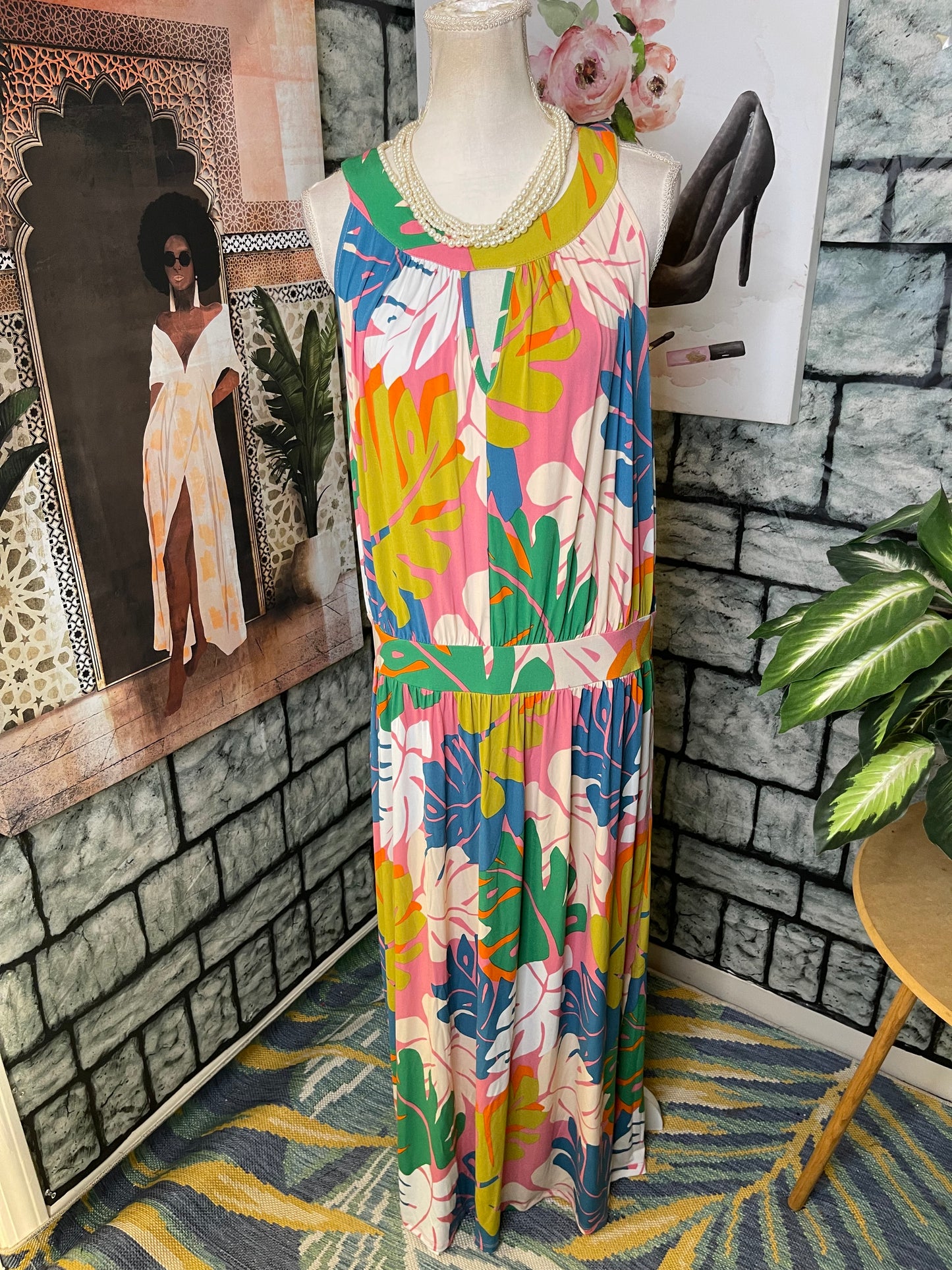 NEW Ashley Stewart Pink Colorful Dress Women sz 18/20