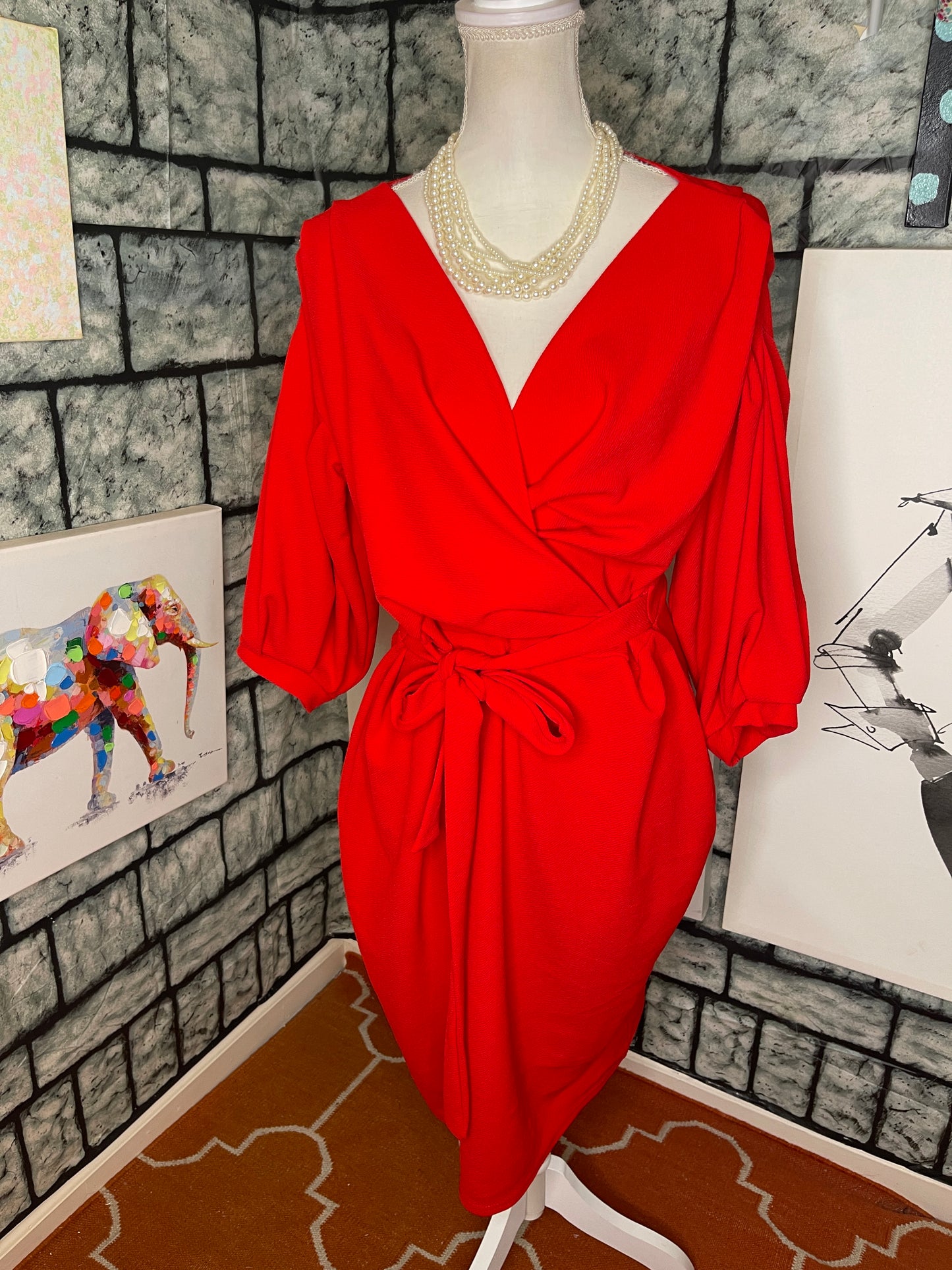 Boohoo Red Dress Women sz 20