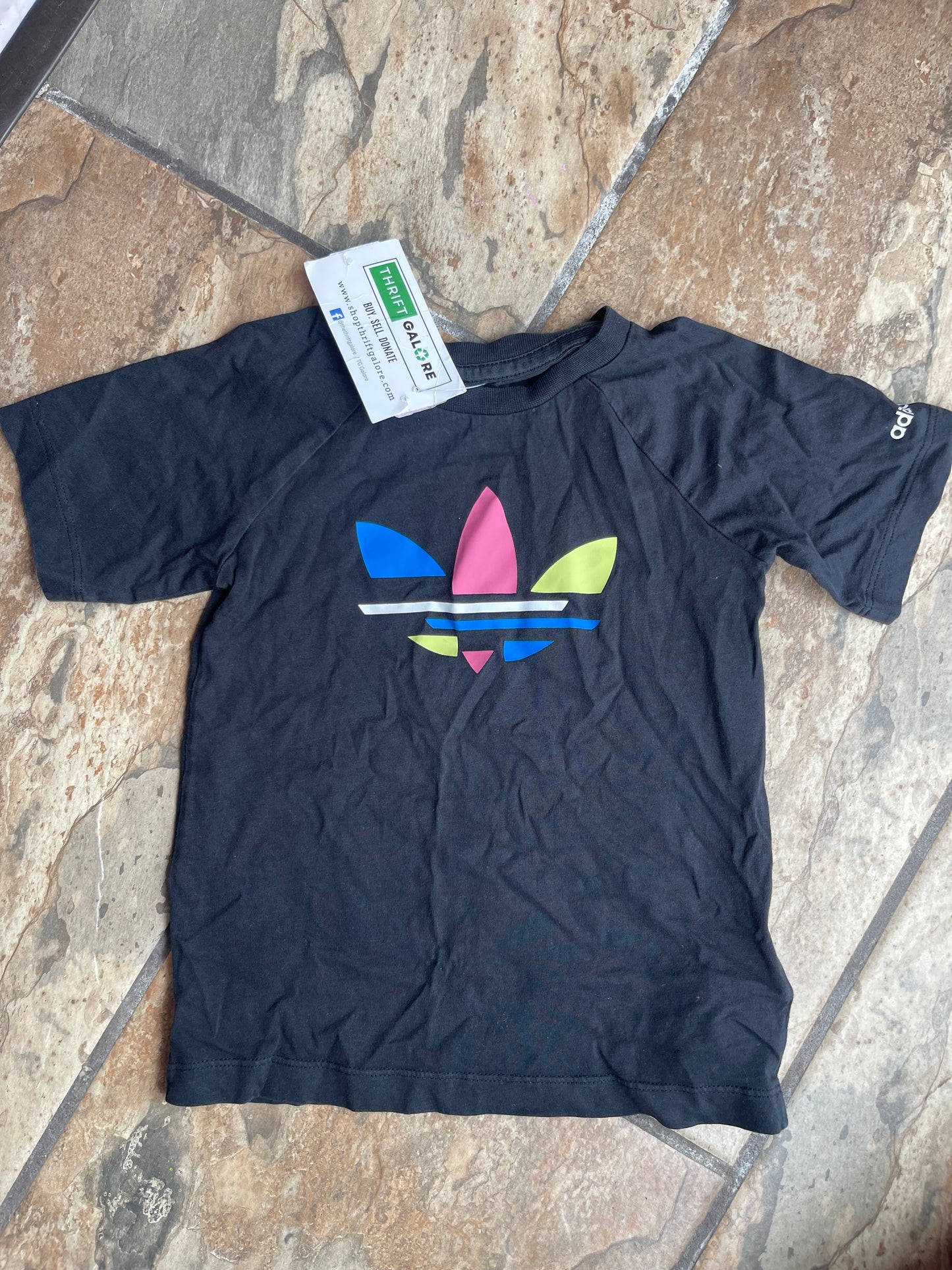 Adidas Black Colorful Shirt Girls sz 2-3T