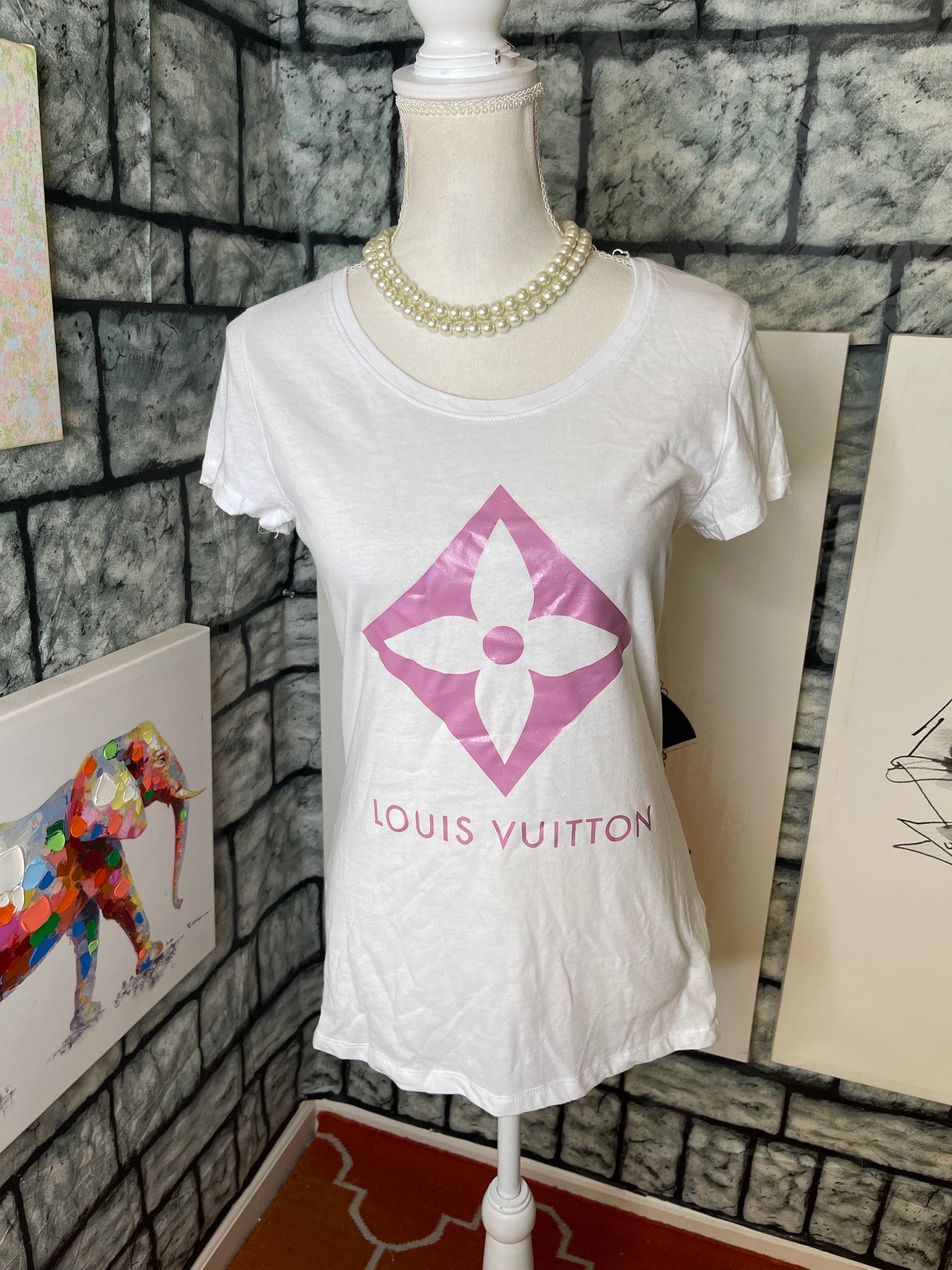 “Louis Vuitton” white purple t shirt women sz Large