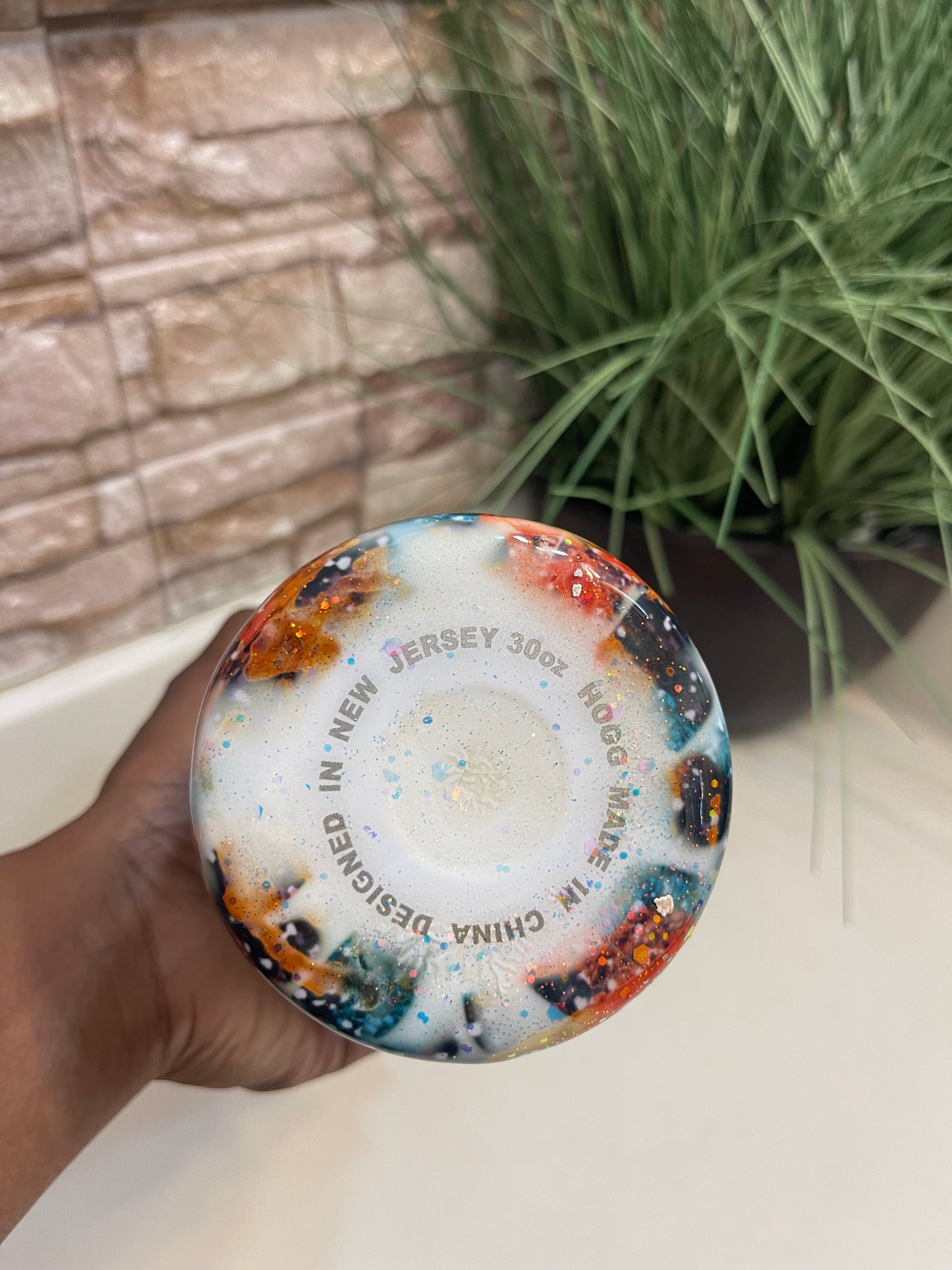 Hogg Orange Blue Print Tumbler 30oz (missing top)