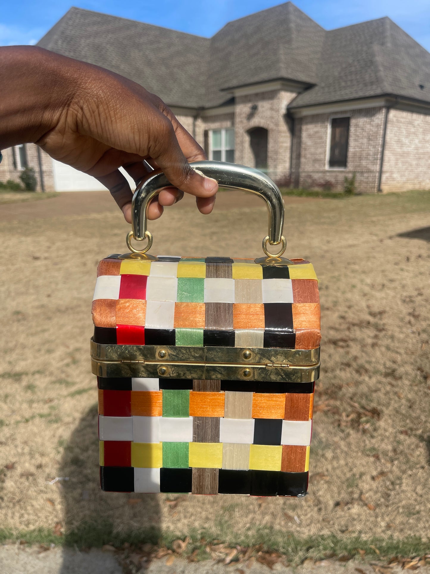 Colorful square handbag