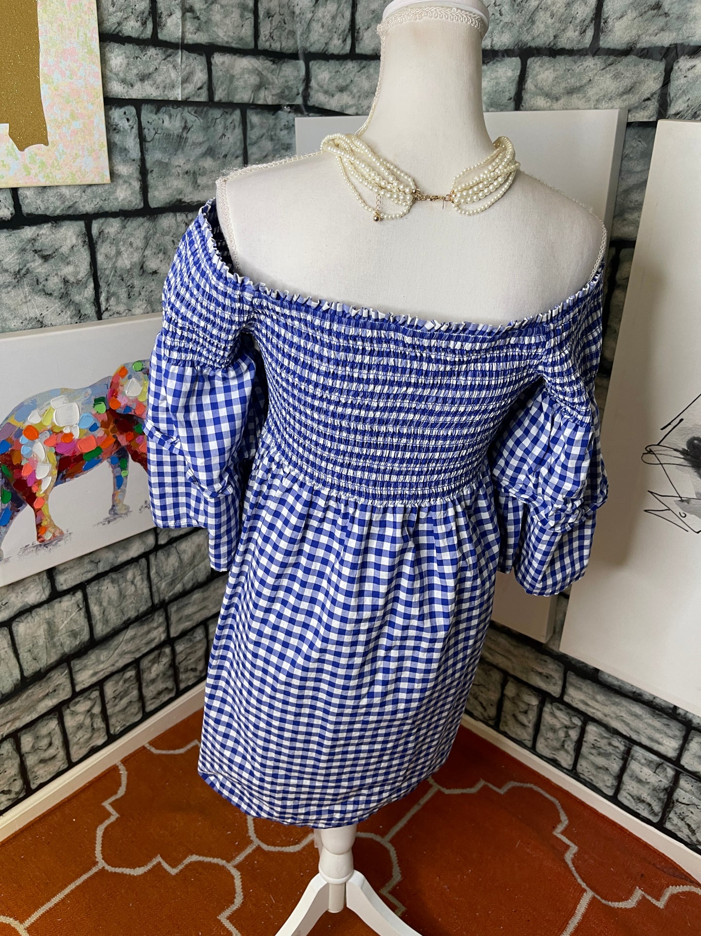 Cupio Blue and White Dress Women Sz Large