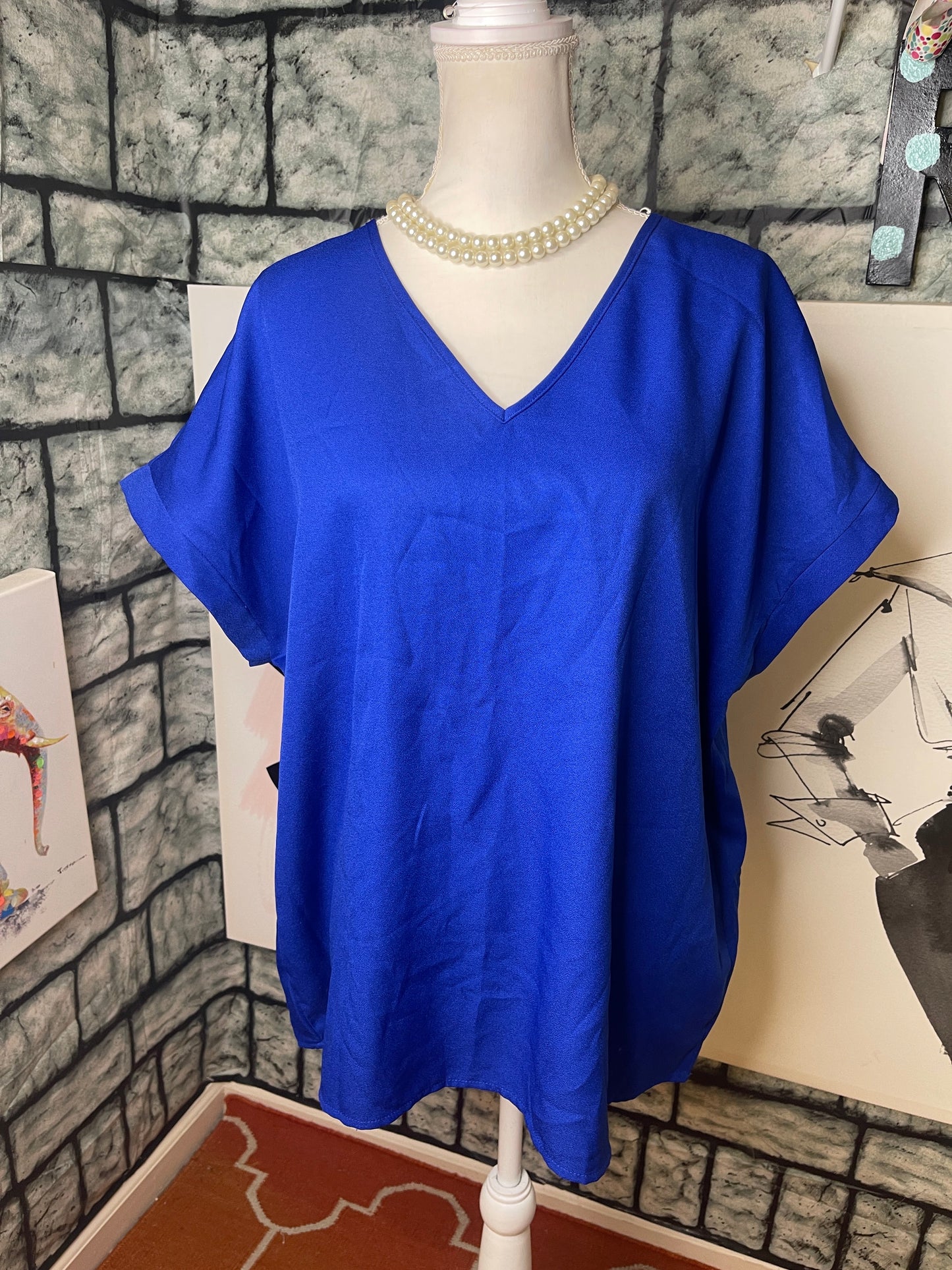 Shein Blue Blouse Women sz XL