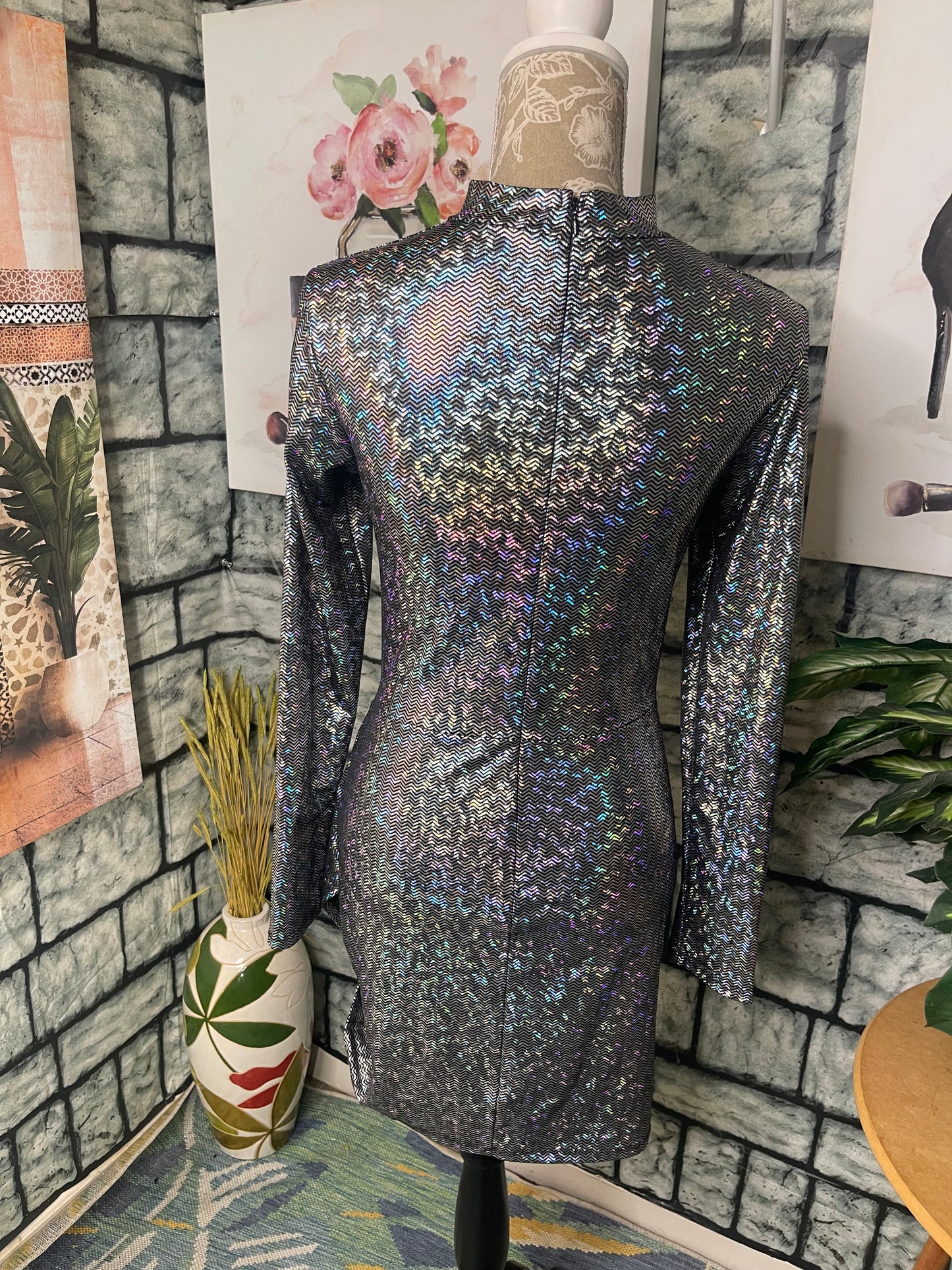 Fashion Nova Silver Dress Women sz Large