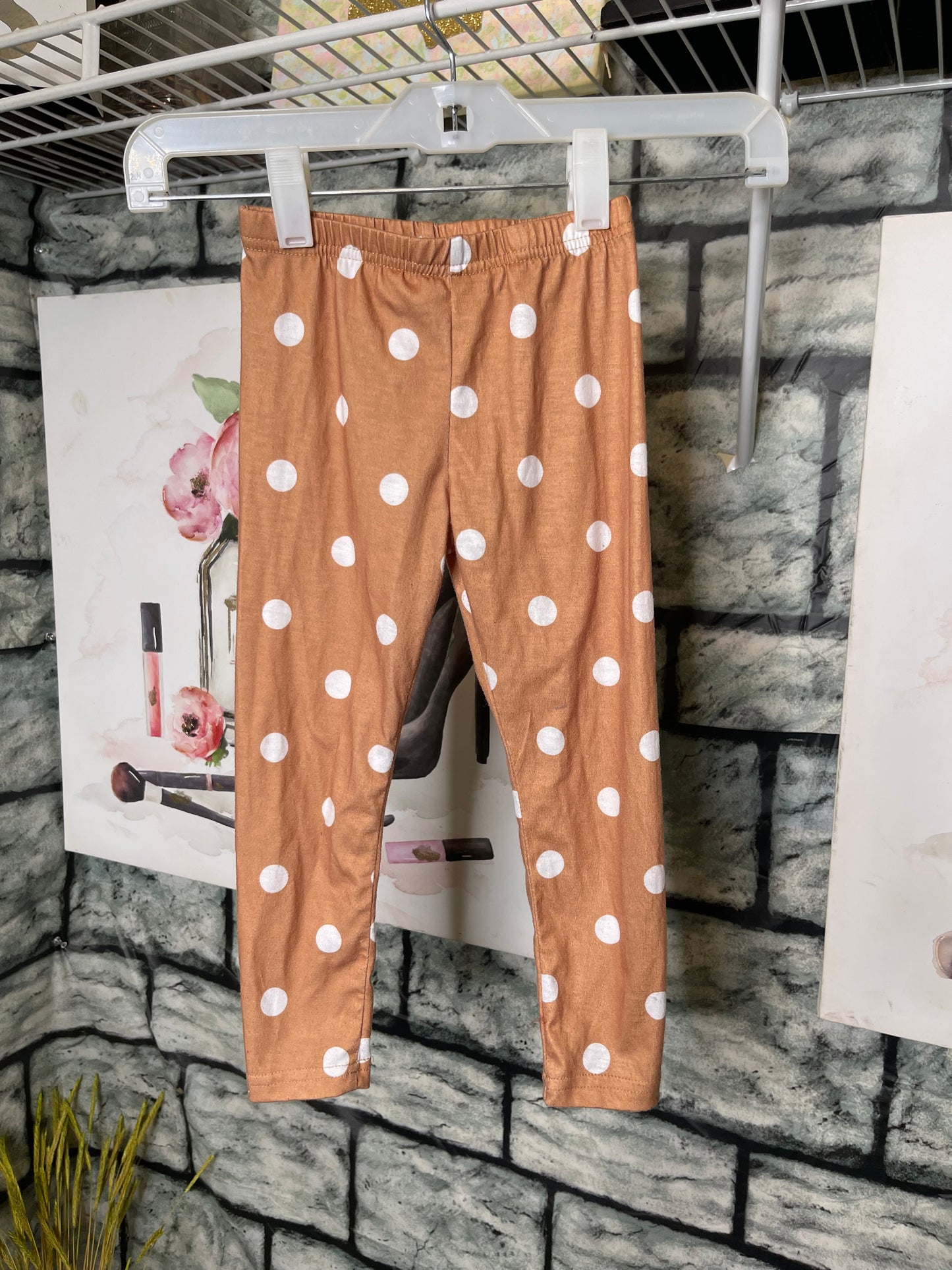 PatPat Brown White Polka Dot Pants Girls sz 3Y