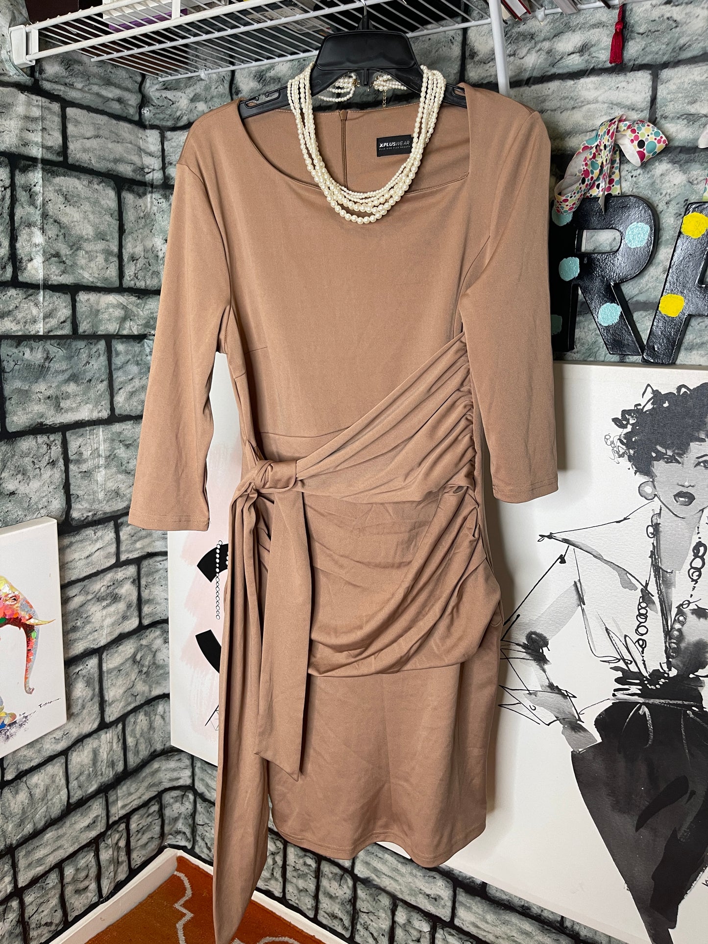 Xplus Wear Brown Dress Women sz XL