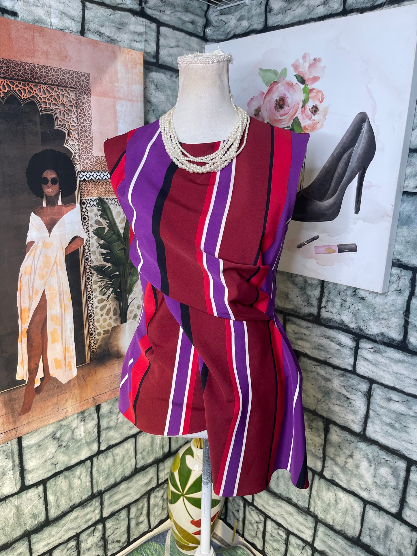 Zara Red Purple Blouse Women sz Small