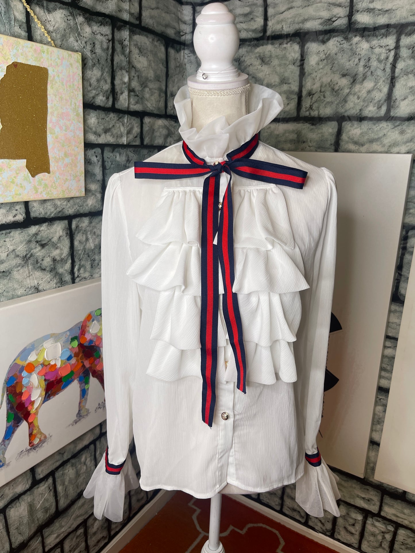 36 Point 5 White Button Blouse Women sz Large