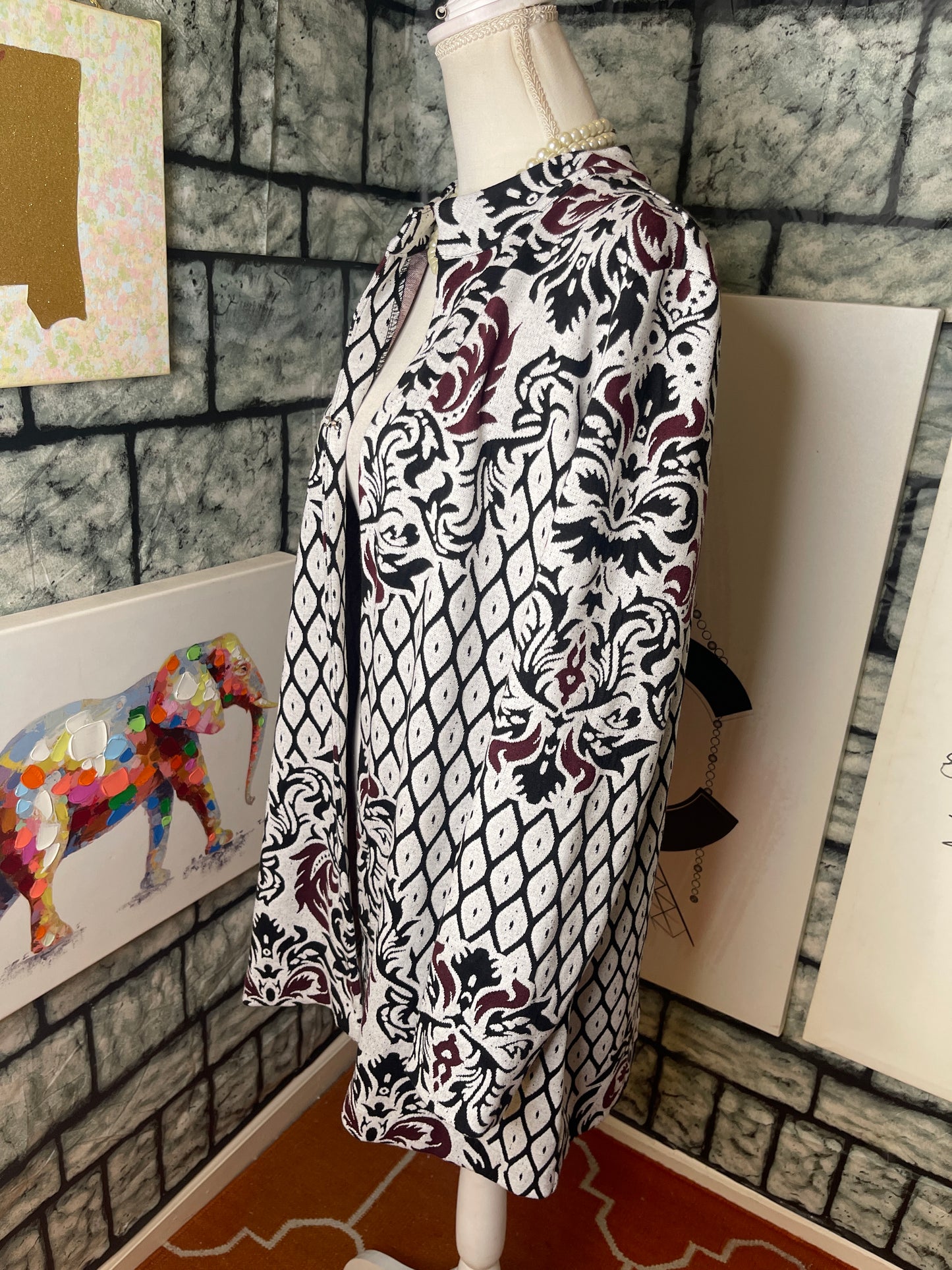 Peck & Peck Cover Sweater Black White Women sz Large