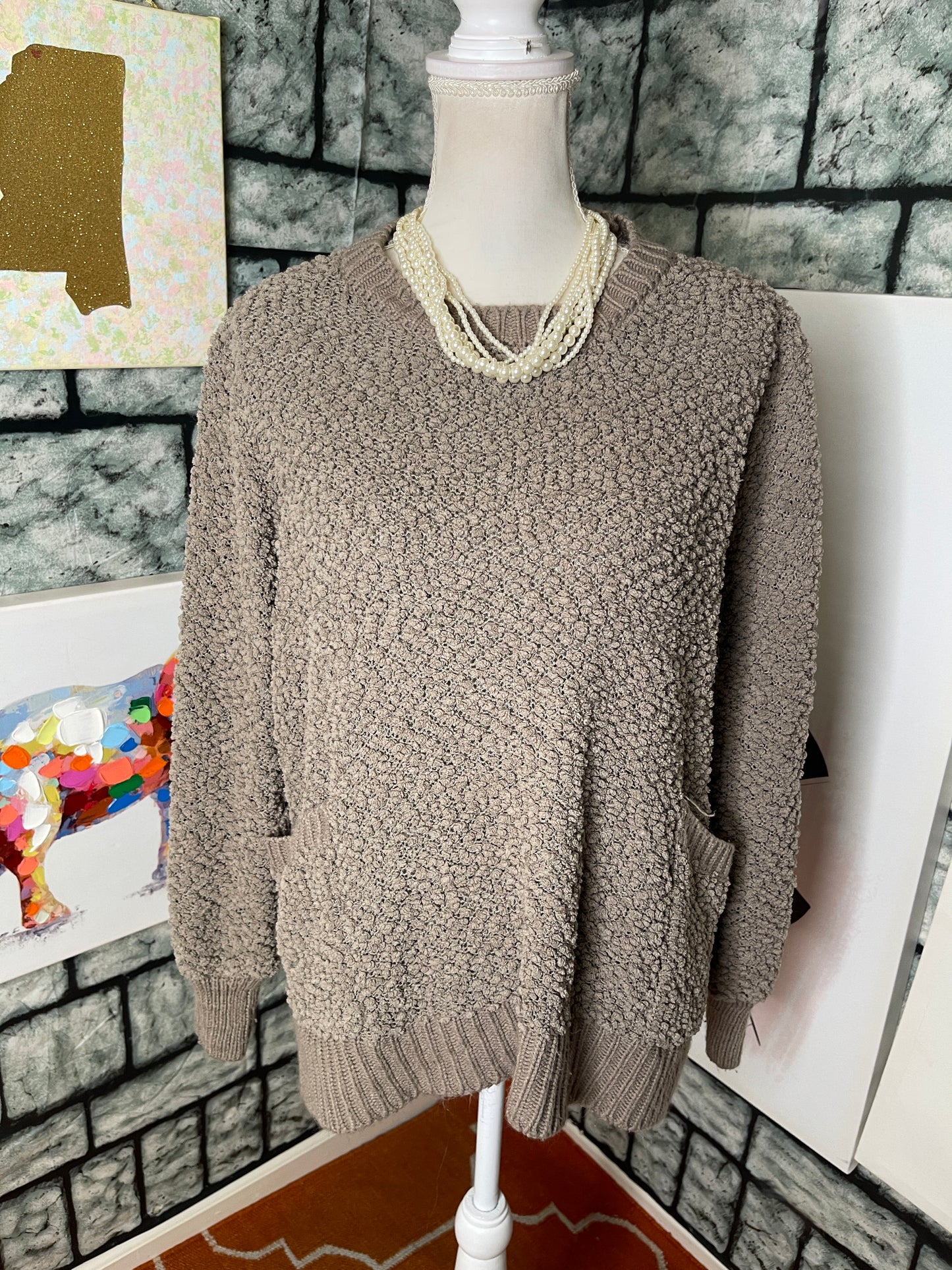 Zenana Gray Soft Sweater Women sz Medium