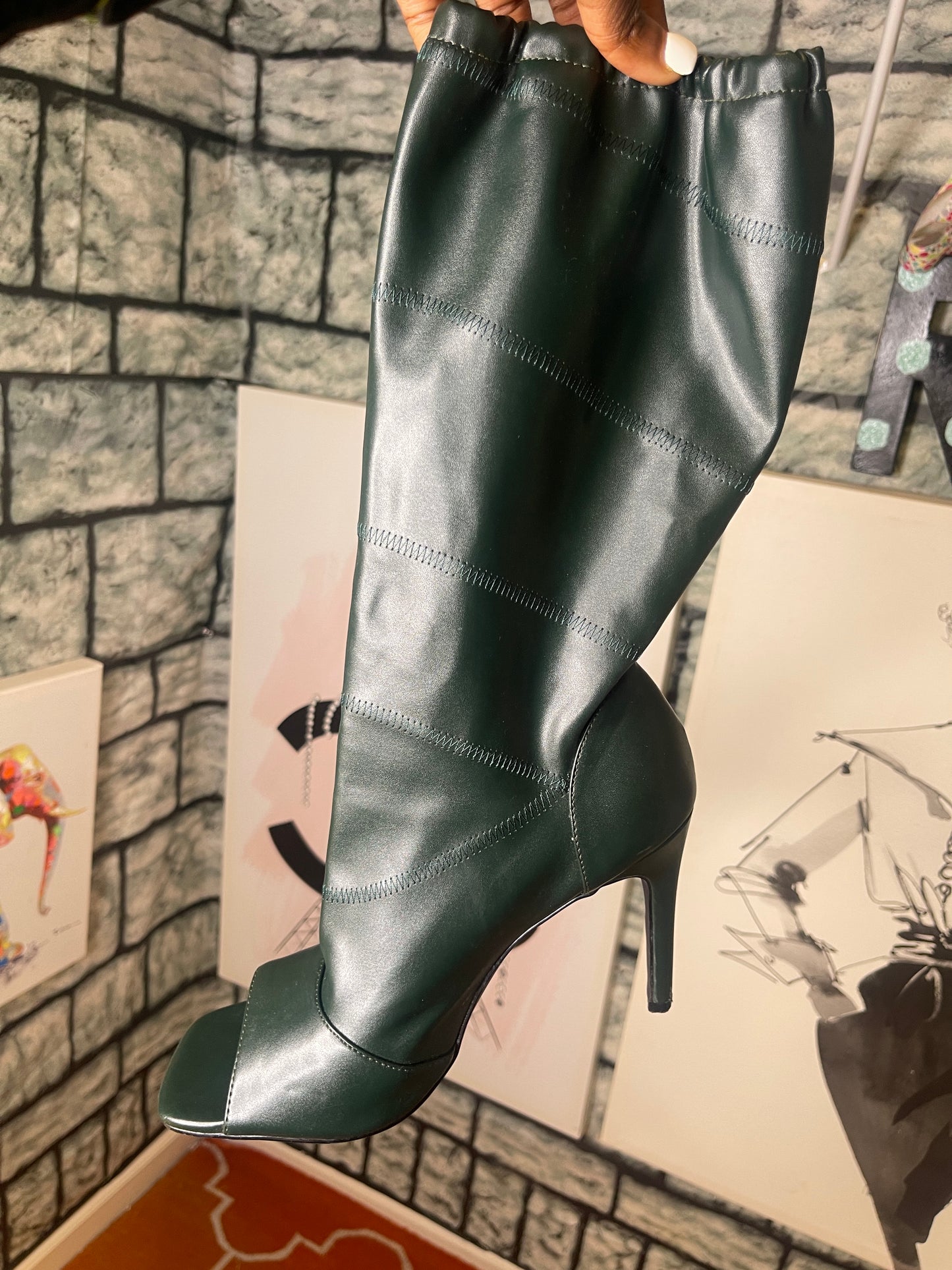 Green tall heels women sz 10
