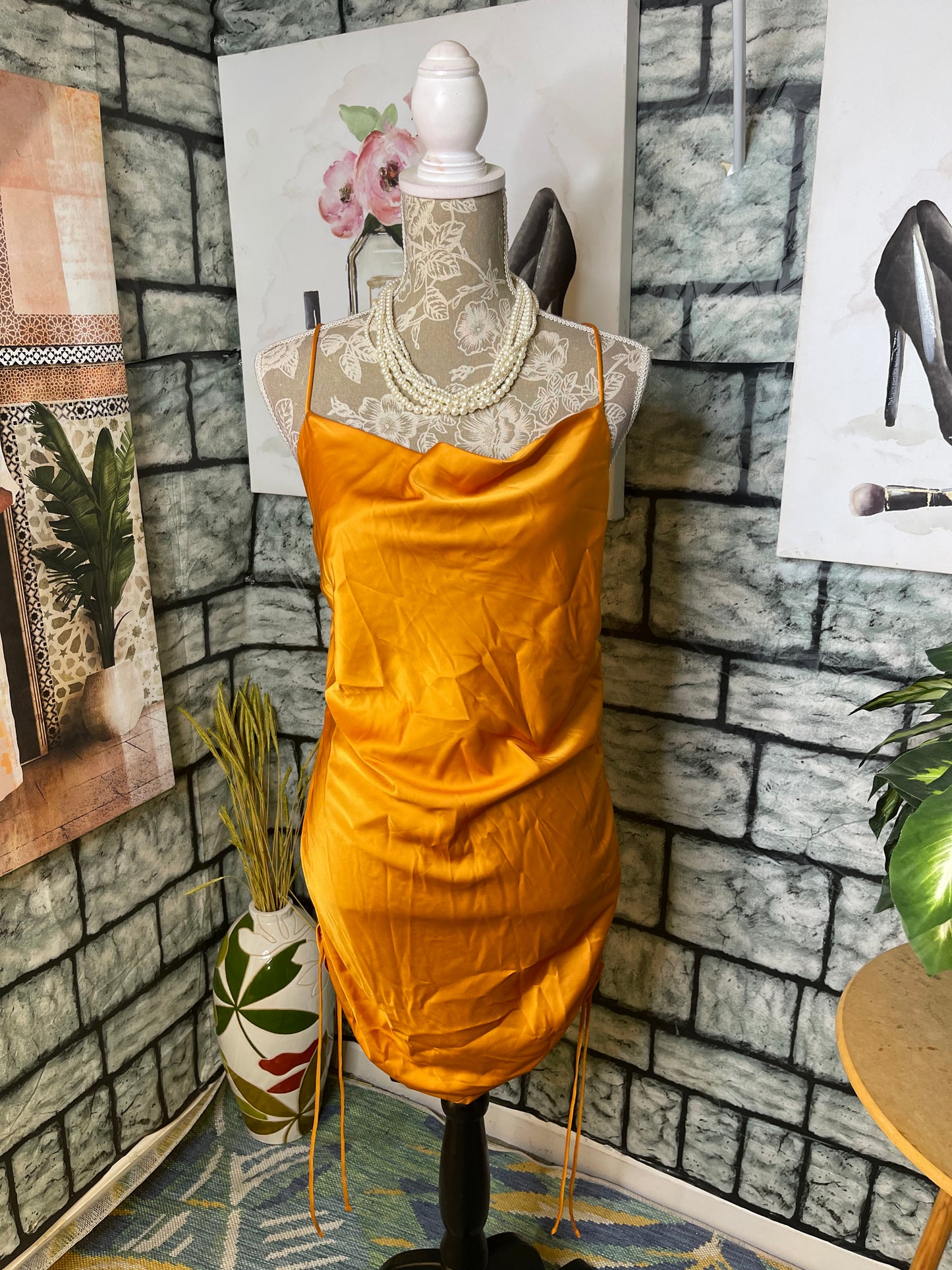NEW Glam Orange Dress Women sz Medium