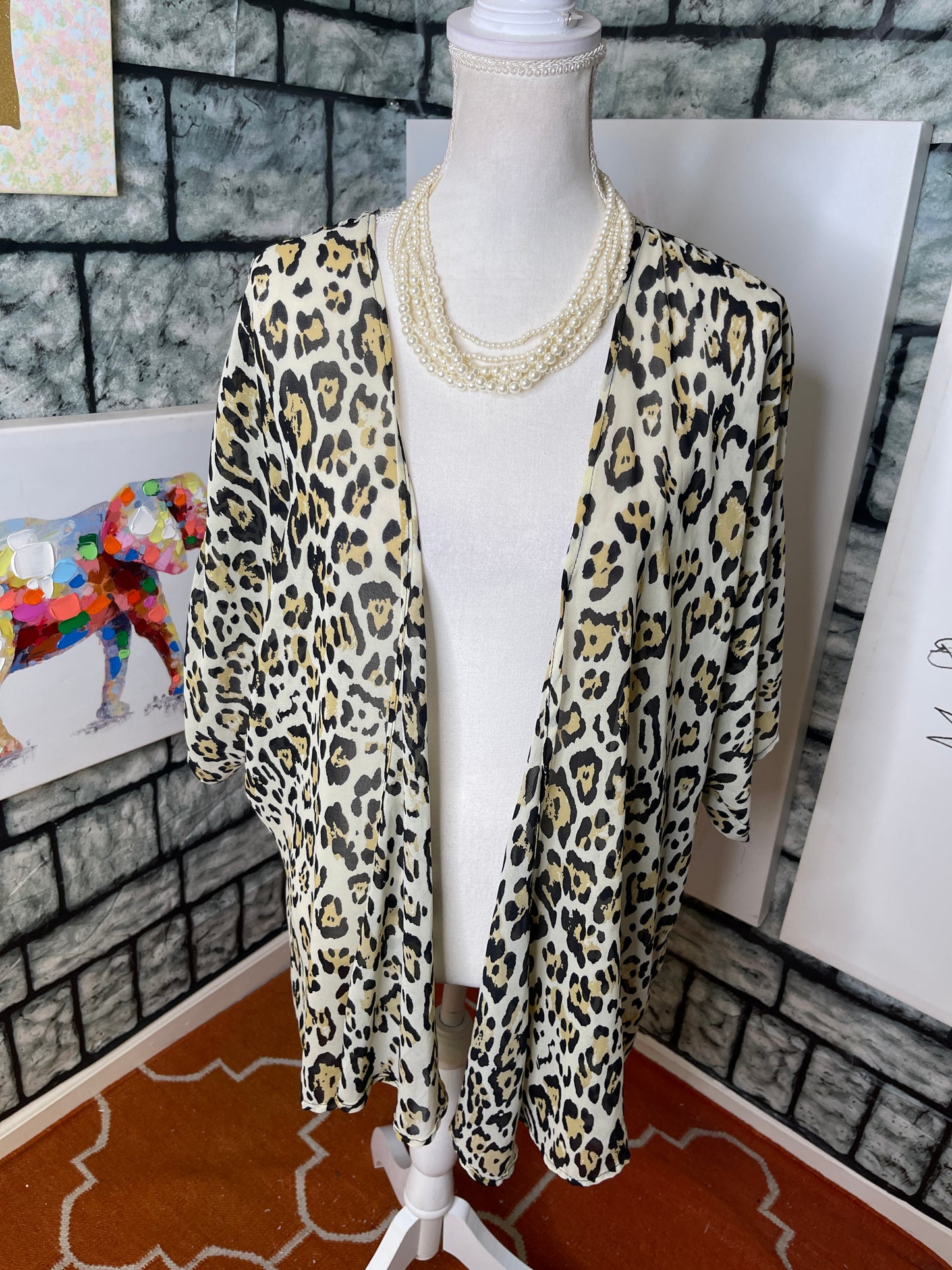Liberty Love Brown and Black Cheetah Print Coverup Blouse Women Sz XL
