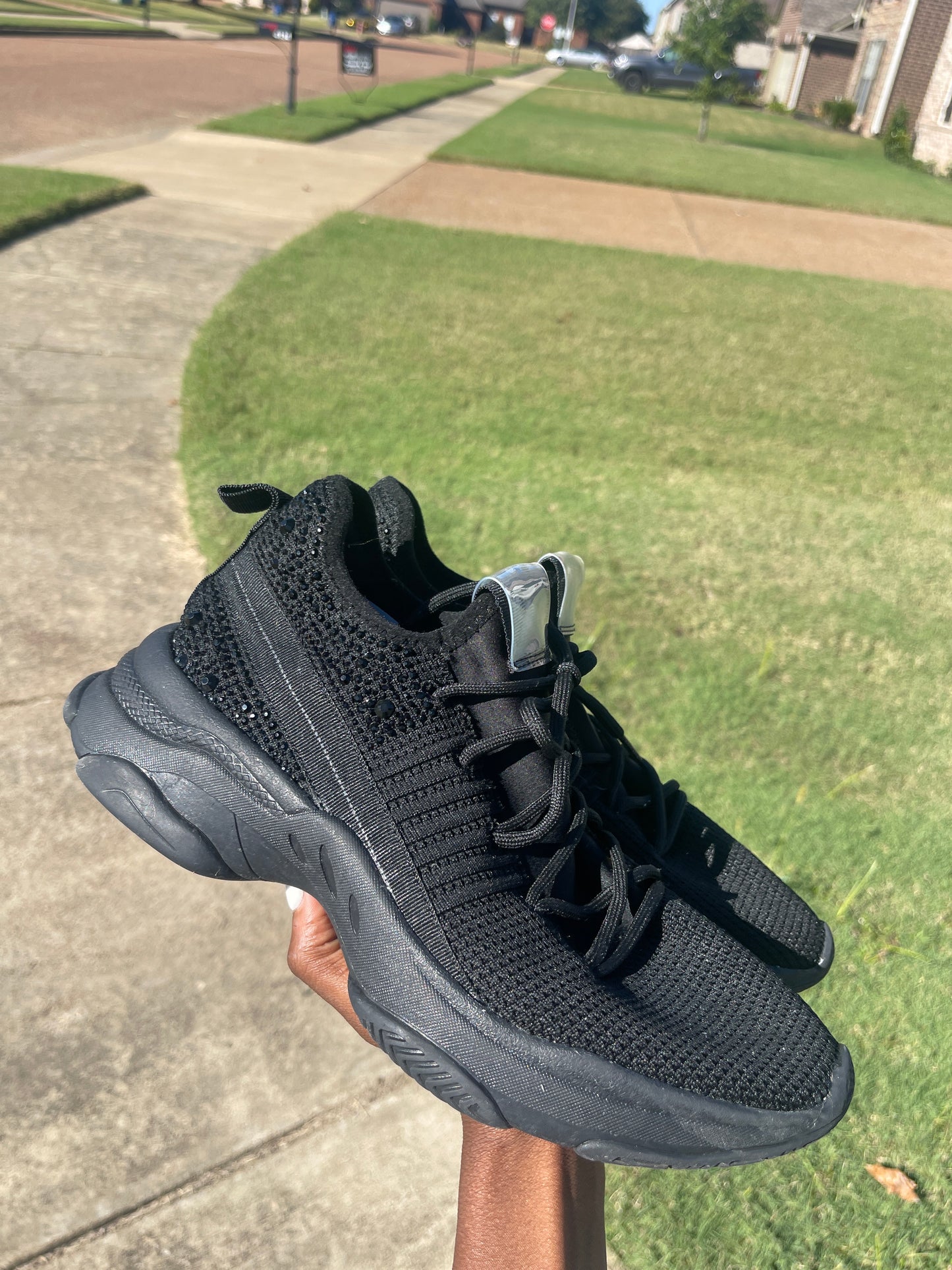 Black Rhinestone Women sz 9.5